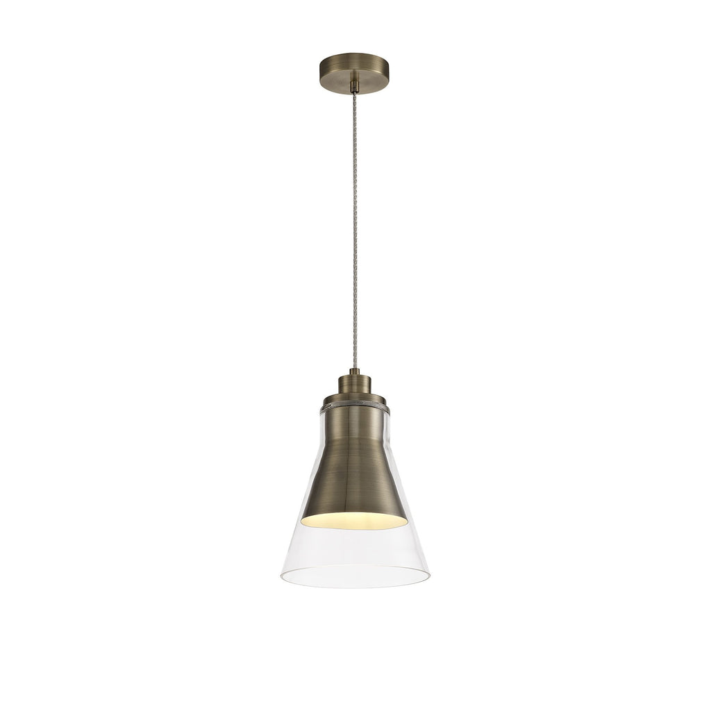 NL77739 Hoister Pendant 1 Light Antique Brass/Clear Glass
