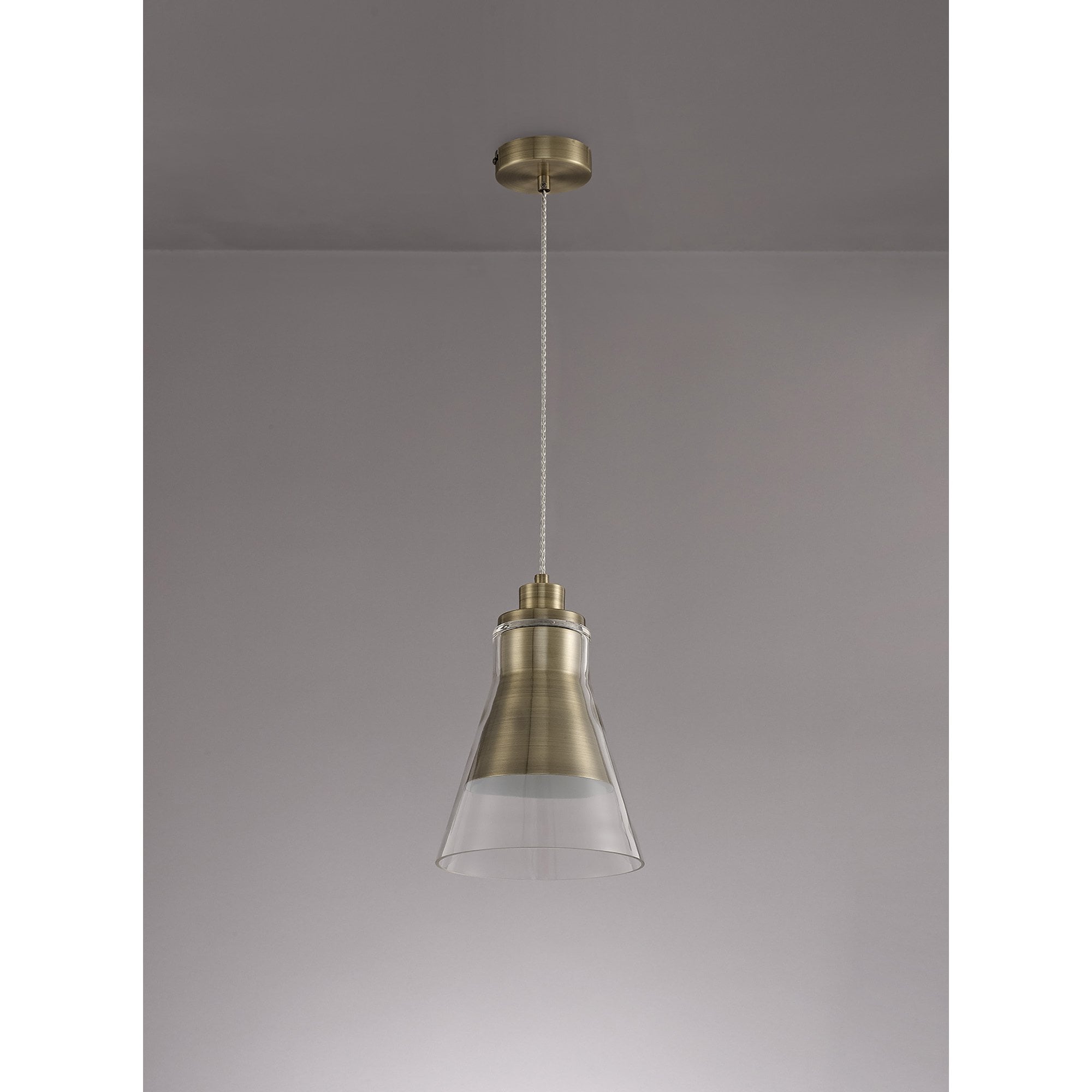 NL77739 Hoister Pendant 1 Light Antique Brass/Clear Glass