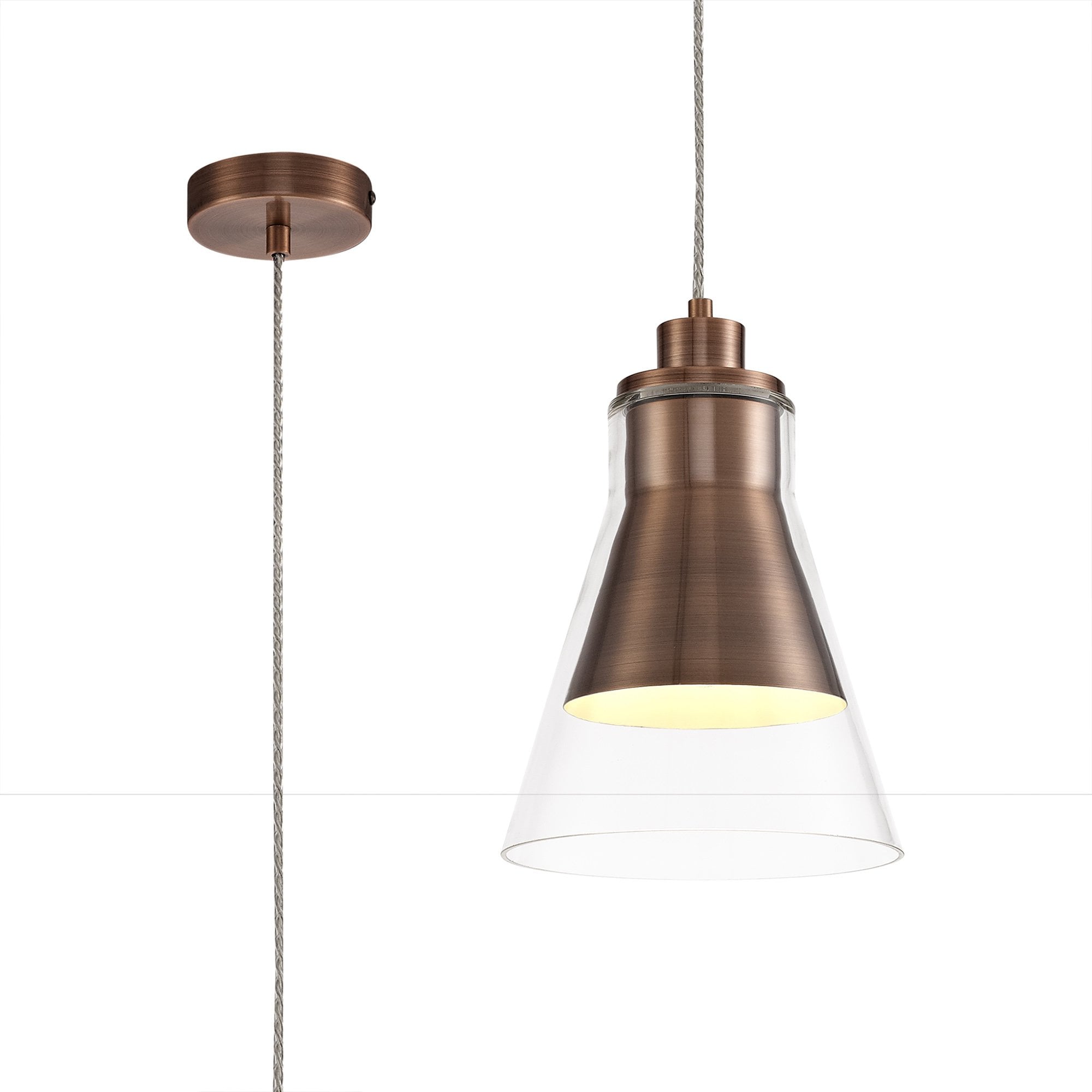 NL77749 Hoister Pendant 1 Light Antique Copper/Clear Glass