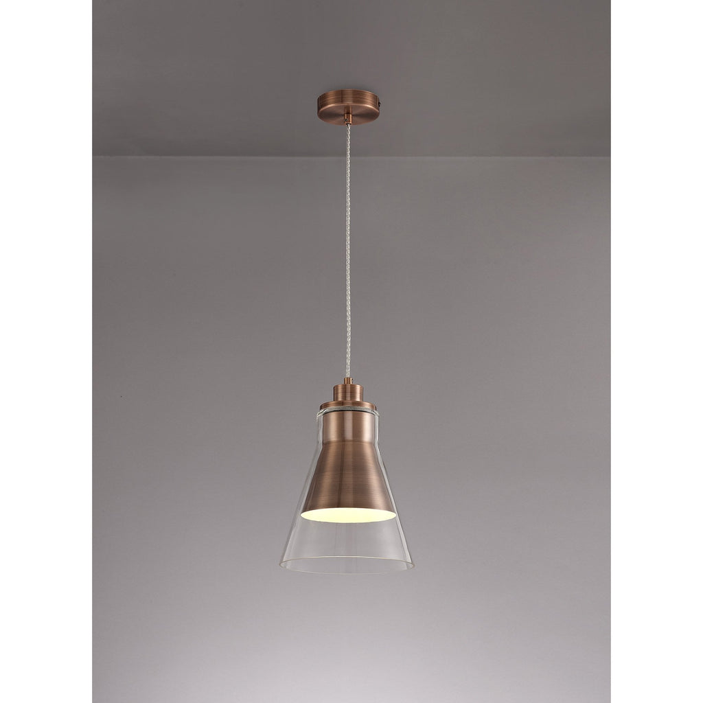 NL77749 Hoister Pendant 1 Light Antique Copper/Clear Glass