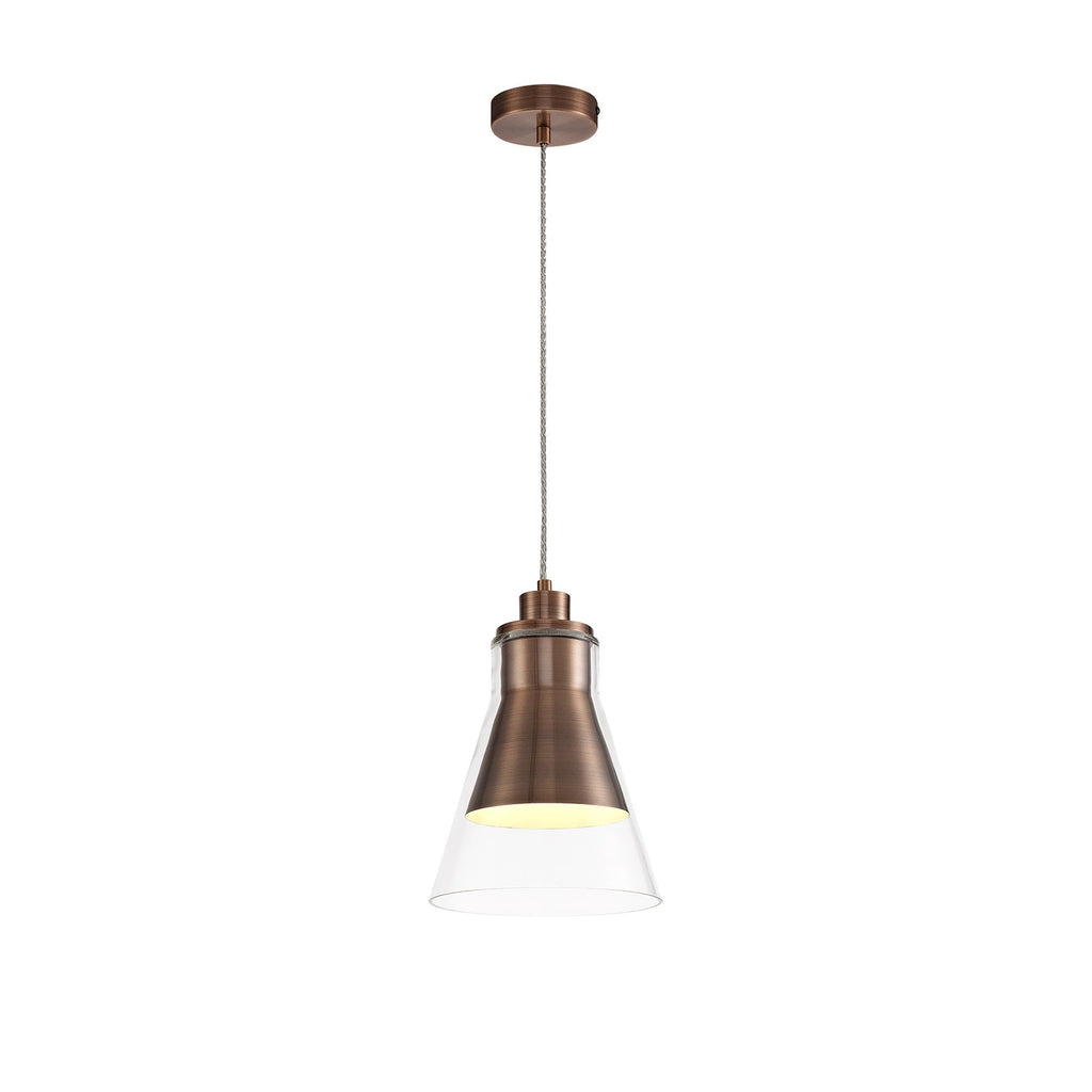 NL77749 Hoister Pendant 1 Light Antique Copper/Clear Glass