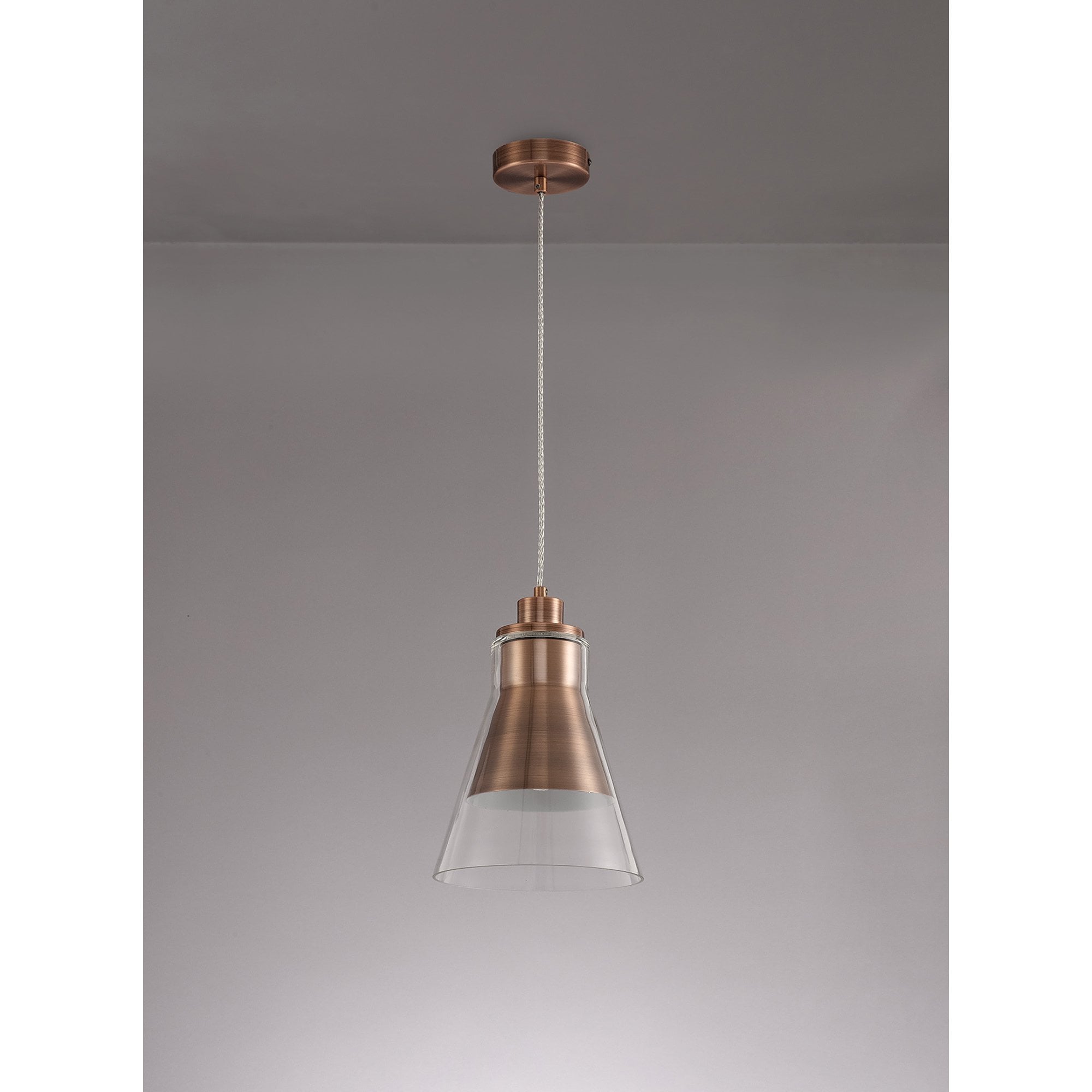 NL77749 Hoister Pendant 1 Light Antique Copper/Clear Glass