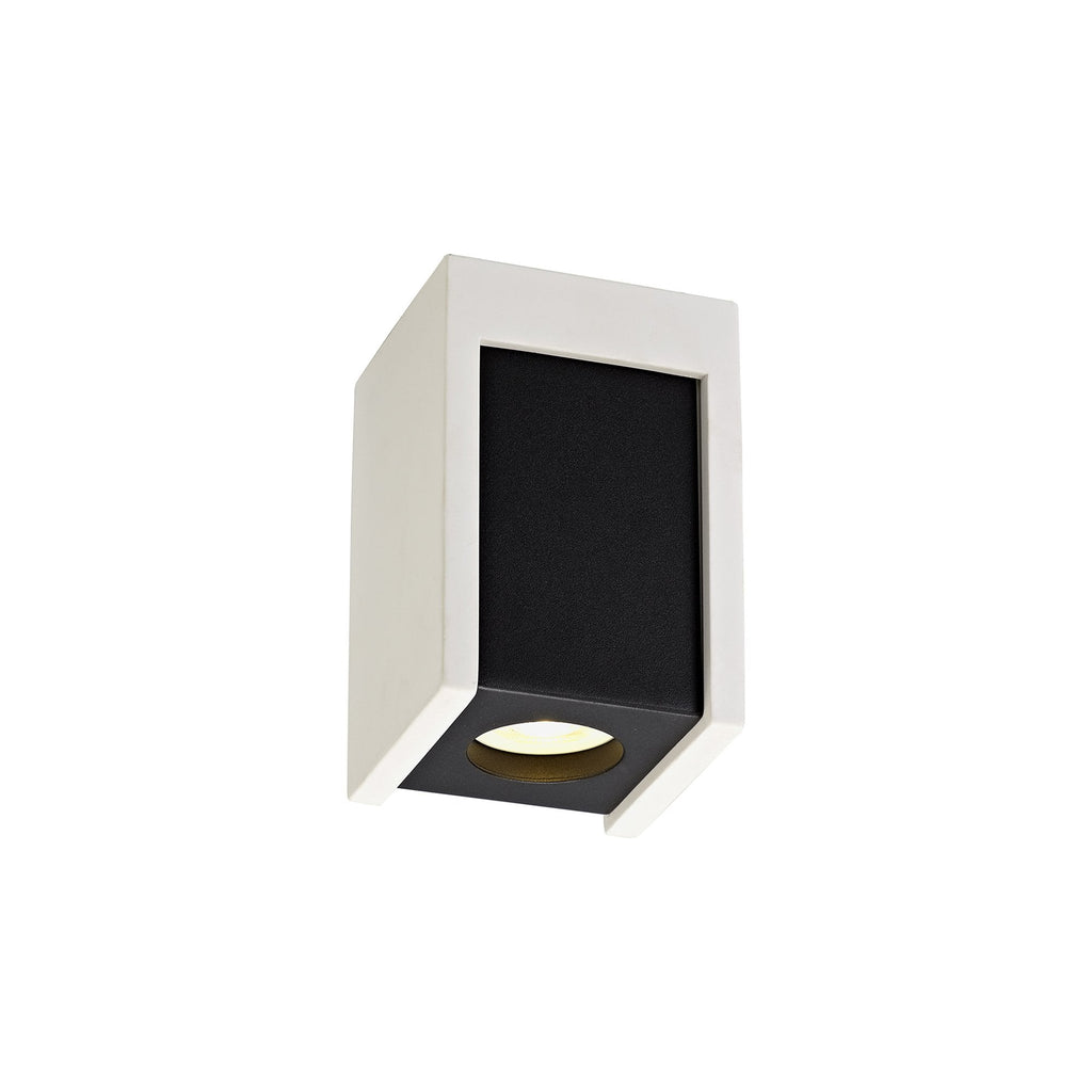 NLK01099 Inigo 1 Light Ceiling White Paintable Gypsum With Matt Black Cover