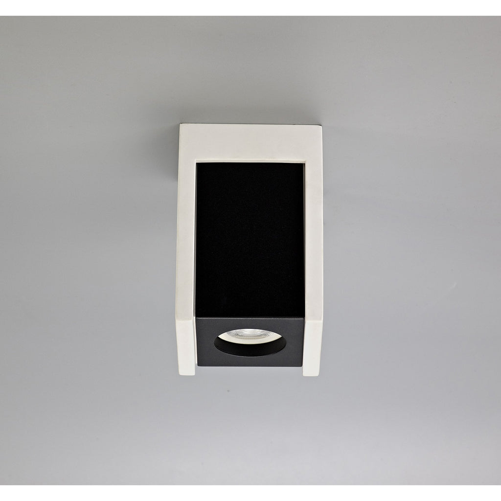 NLK01099 Inigo 1 Light Ceiling White Paintable Gypsum With Matt Black Cover