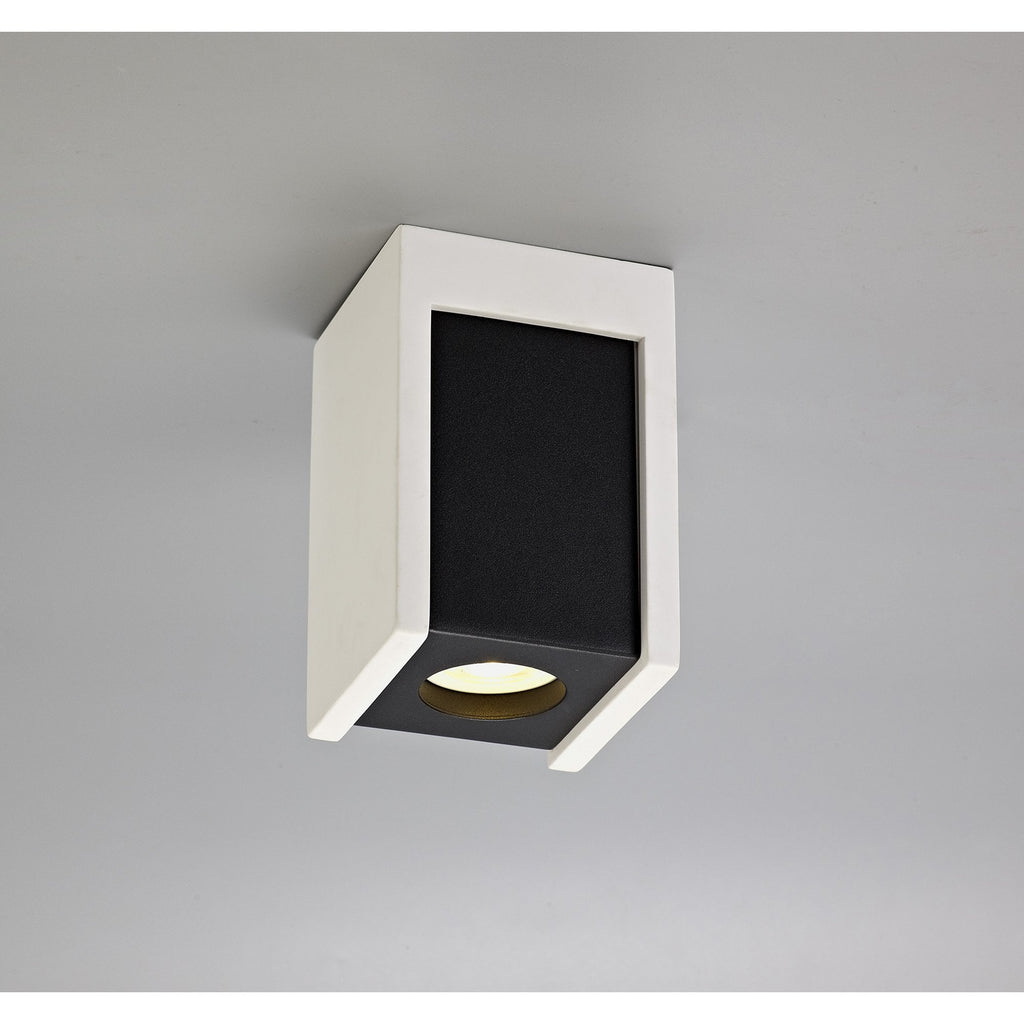 NLK01099 Inigo 1 Light Ceiling White Paintable Gypsum With Matt Black Cover