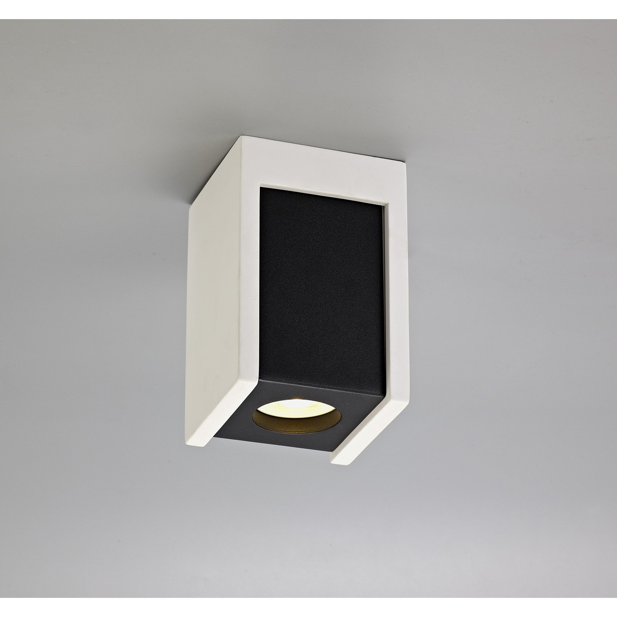 NLK01099 Inigo 1 Light Ceiling White Paintable Gypsum With Matt Black Cover