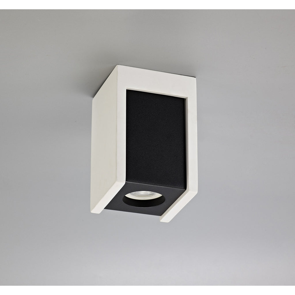NLK01099 Inigo 1 Light Ceiling White Paintable Gypsum With Matt Black Cover