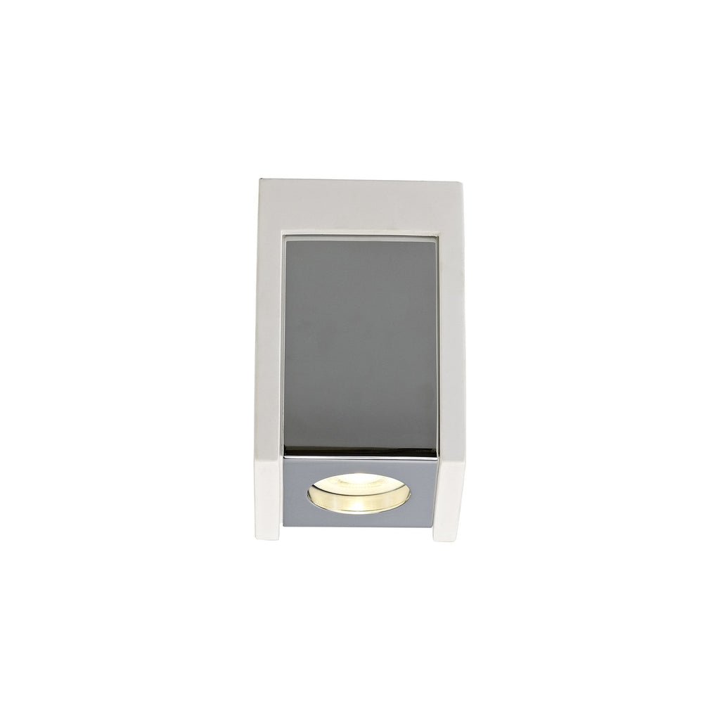 NLK01109 Inigo 1 Light Ceiling White Paintable Gypsum With Polished Chrome Cover