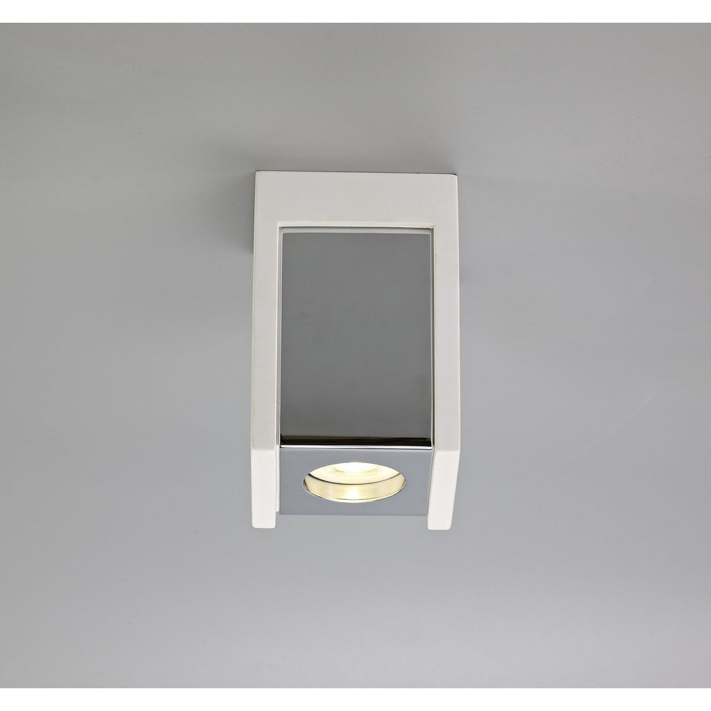 NLK01109 Inigo 1 Light Ceiling White Paintable Gypsum With Polished Chrome Cover