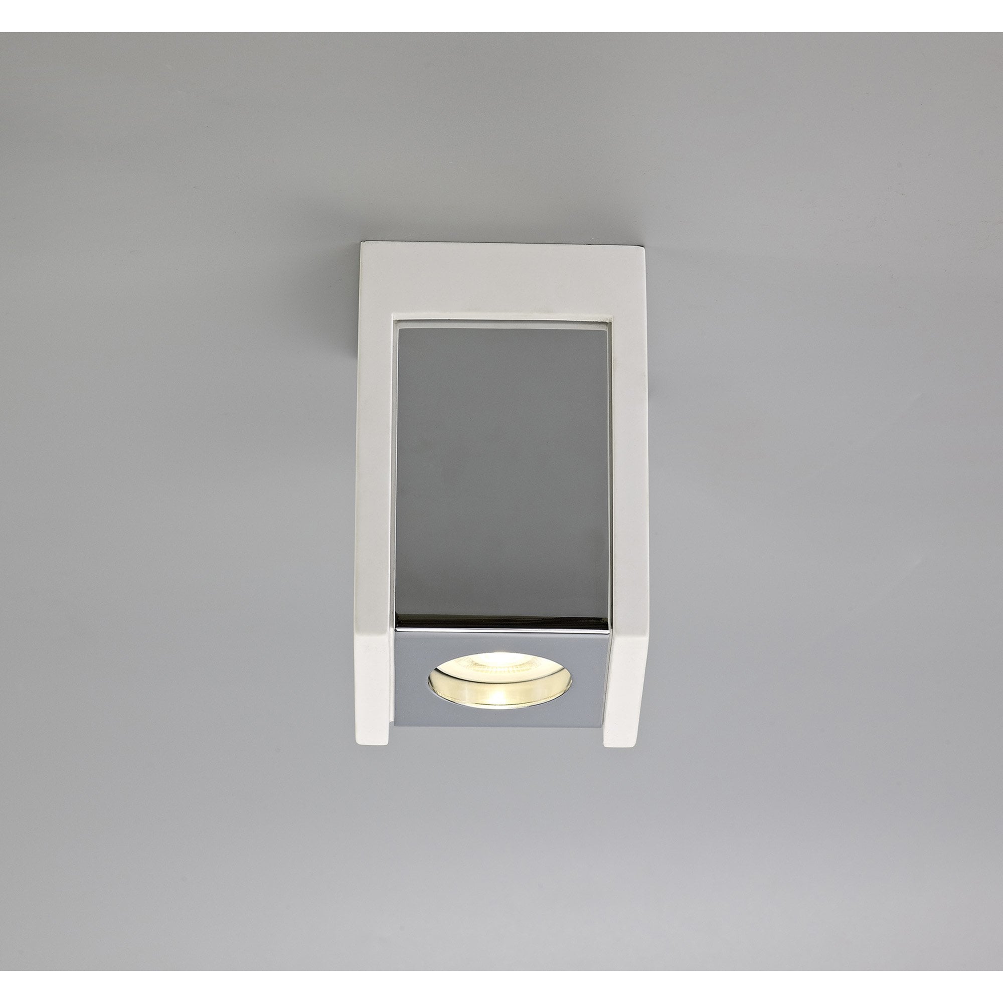 NLK01109 Inigo 1 Light Ceiling White Paintable Gypsum With Polished Chrome Cover