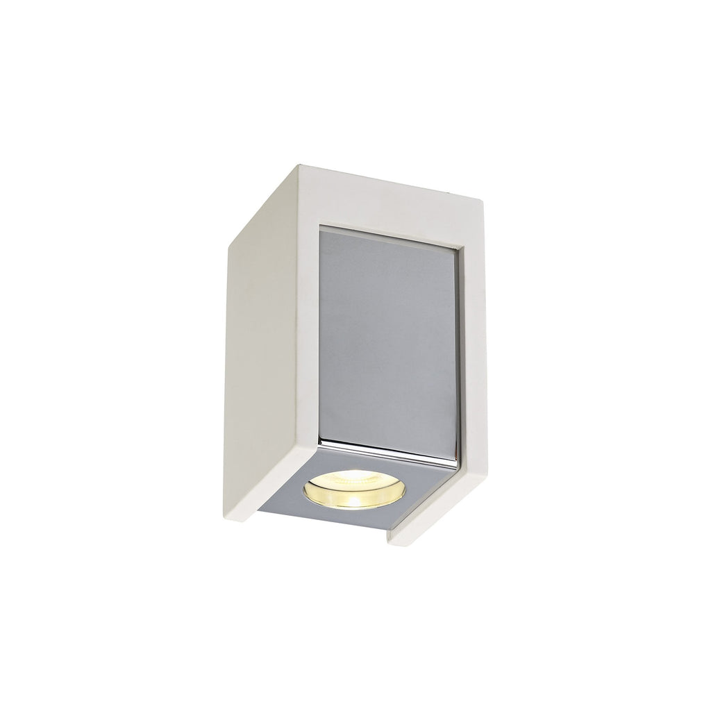 NLK01109 Inigo 1 Light Ceiling White Paintable Gypsum With Polished Chrome Cover