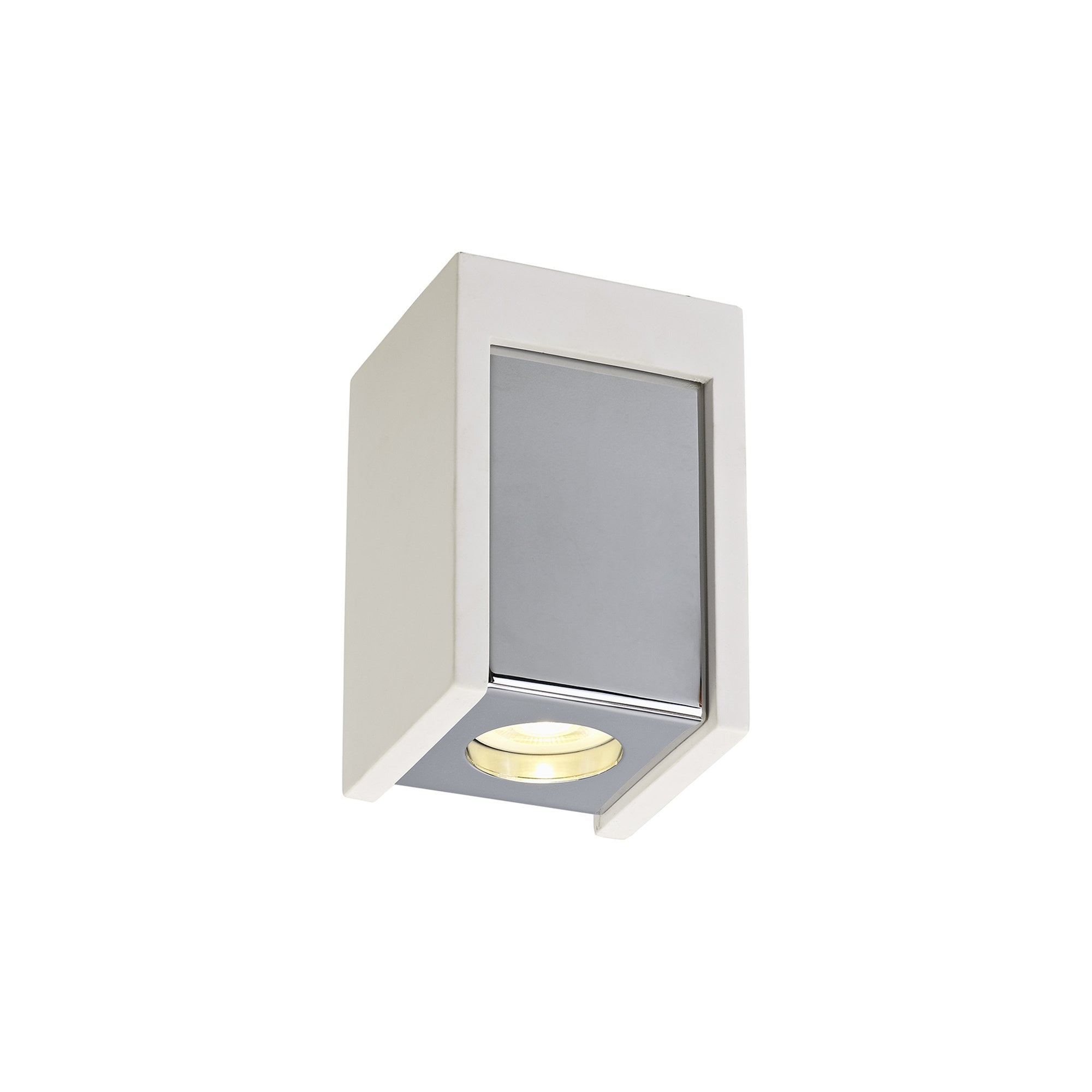 NLK01109 Inigo 1 Light Ceiling White Paintable Gypsum With Polished Chrome Cover
