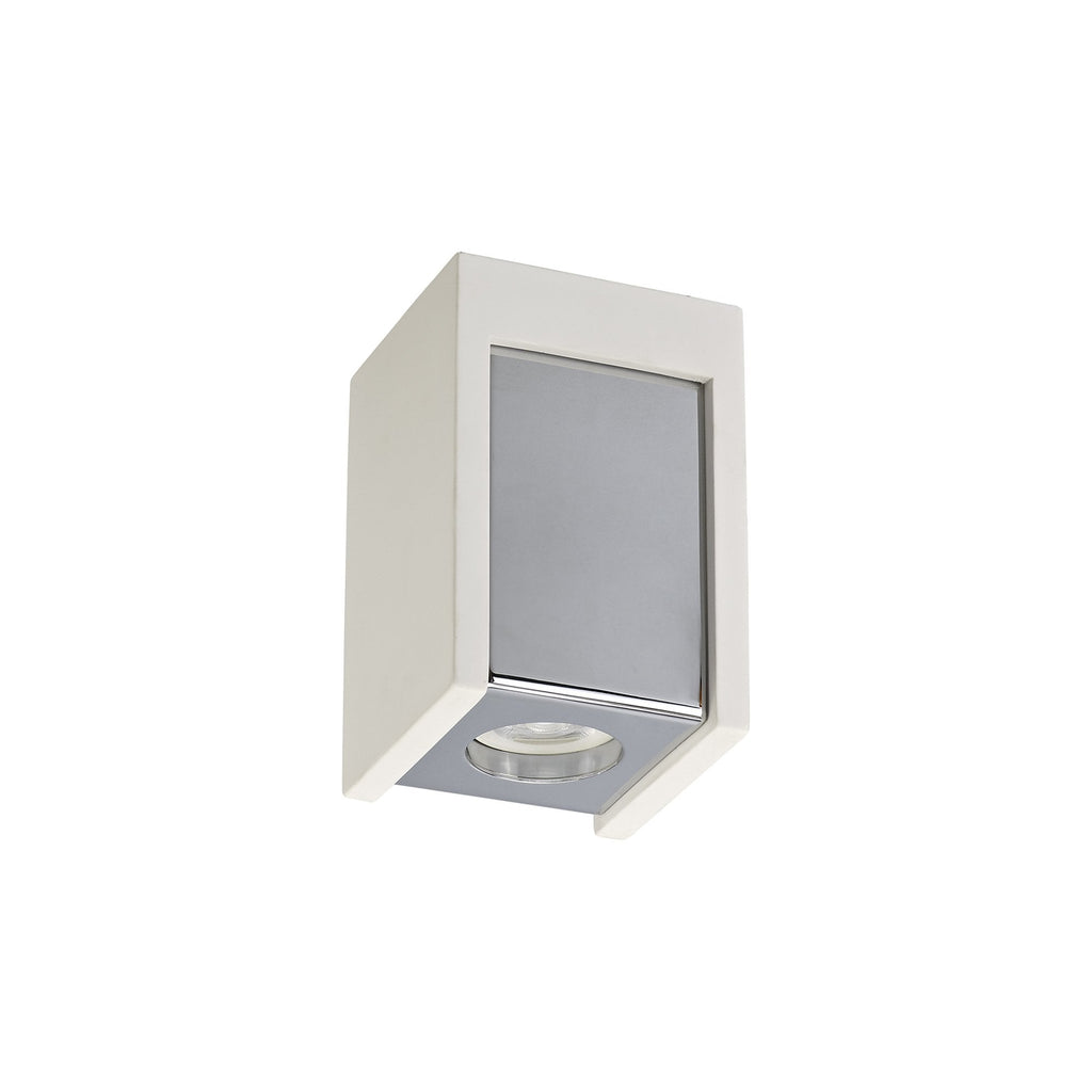 NLK01109 Inigo 1 Light Ceiling White Paintable Gypsum With Polished Chrome Cover