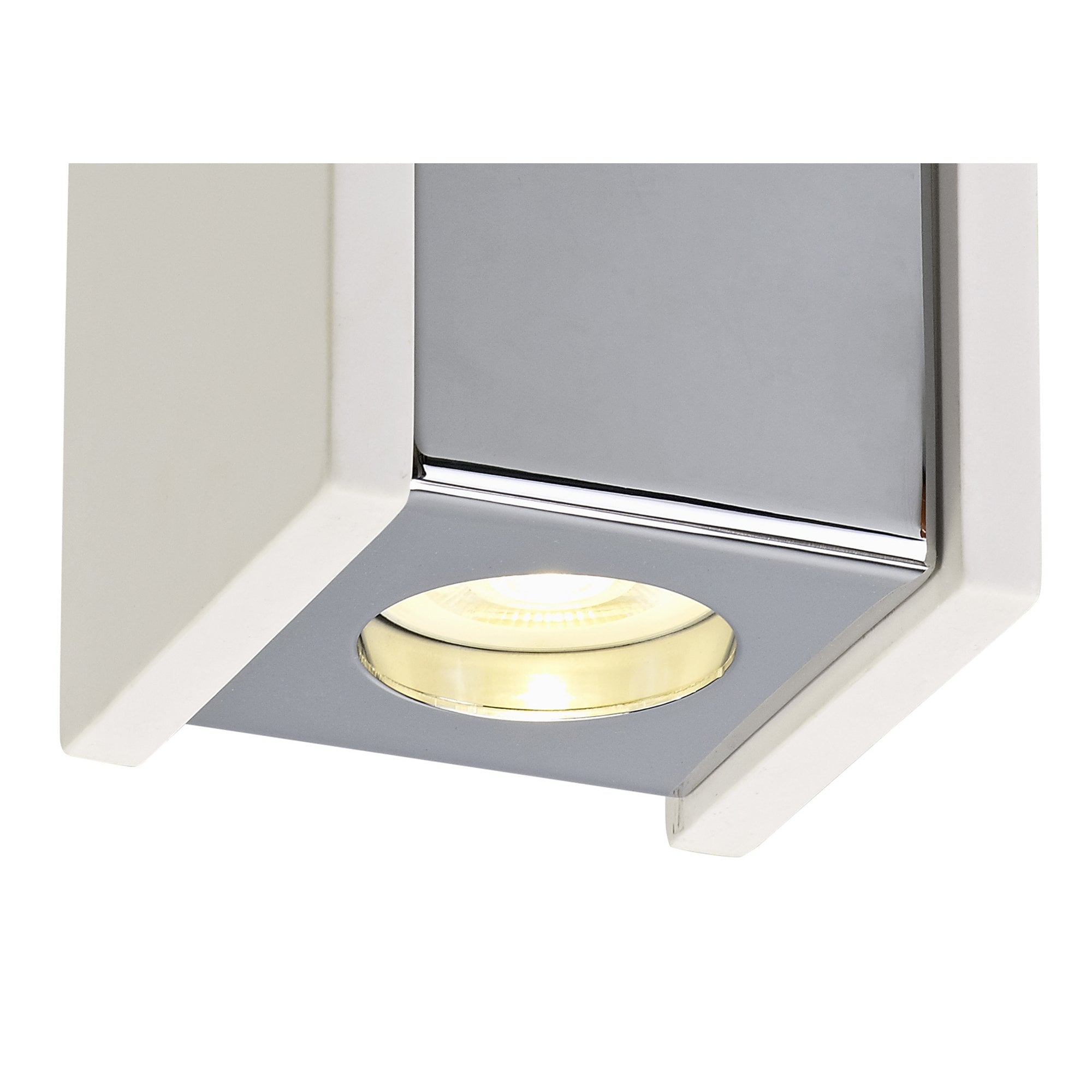 NLK01109 Inigo 1 Light Ceiling White Paintable Gypsum With Polished Chrome Cover