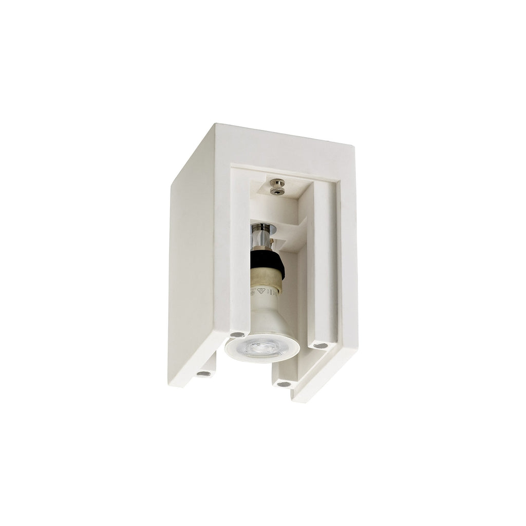 NLK01109 Inigo 1 Light Ceiling White Paintable Gypsum With Polished Chrome Cover