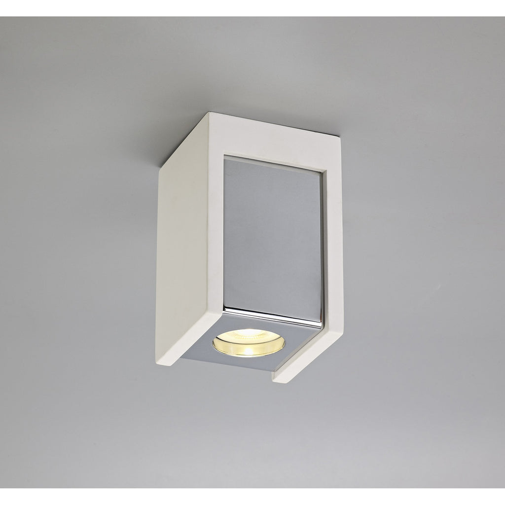 NLK01109 Inigo 1 Light Ceiling White Paintable Gypsum With Polished Chrome Cover