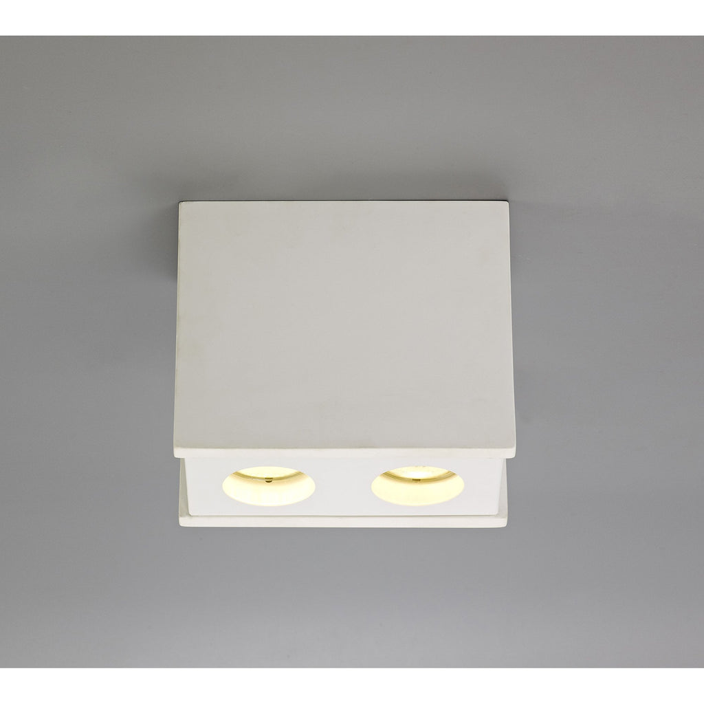 NLK01119 Inigo 2 Light Ceiling White Paintable Gypsum With Matt White Cover