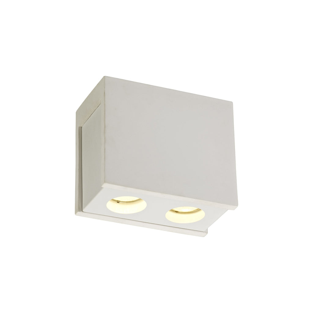 NLK01119 Inigo 2 Light Ceiling White Paintable Gypsum With Matt White Cover