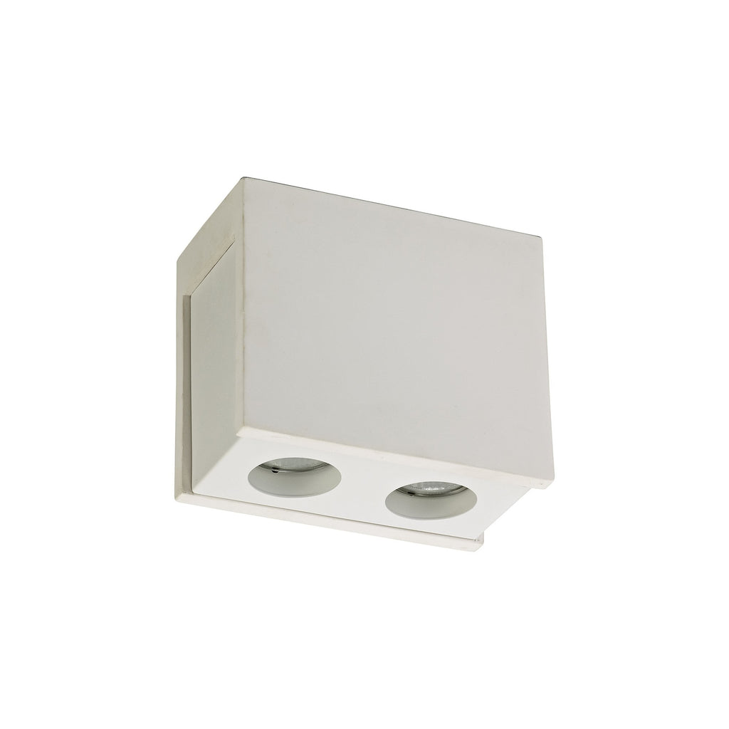 NLK01119 Inigo 2 Light Ceiling White Paintable Gypsum With Matt White Cover