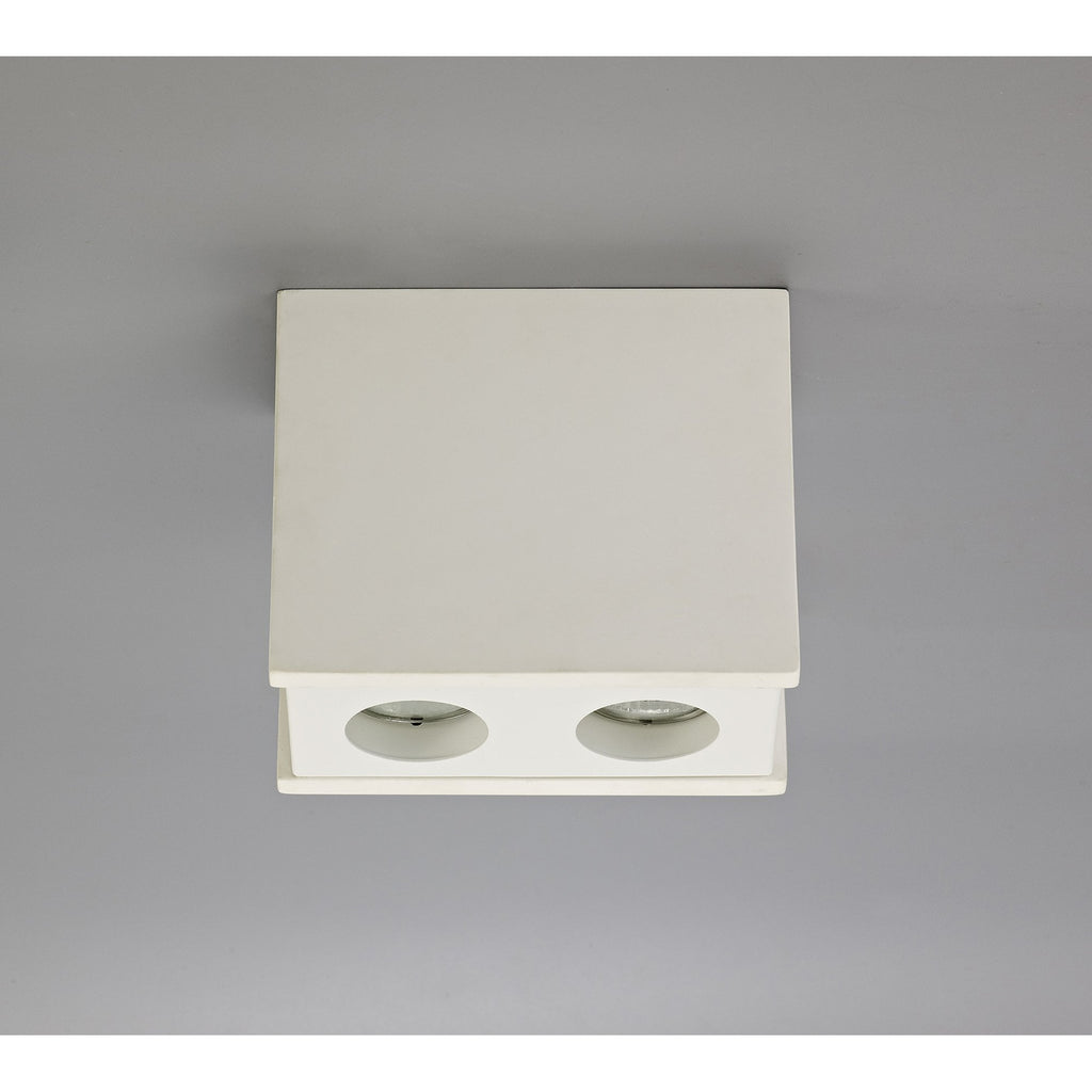 NLK01119 Inigo 2 Light Ceiling White Paintable Gypsum With Matt White Cover