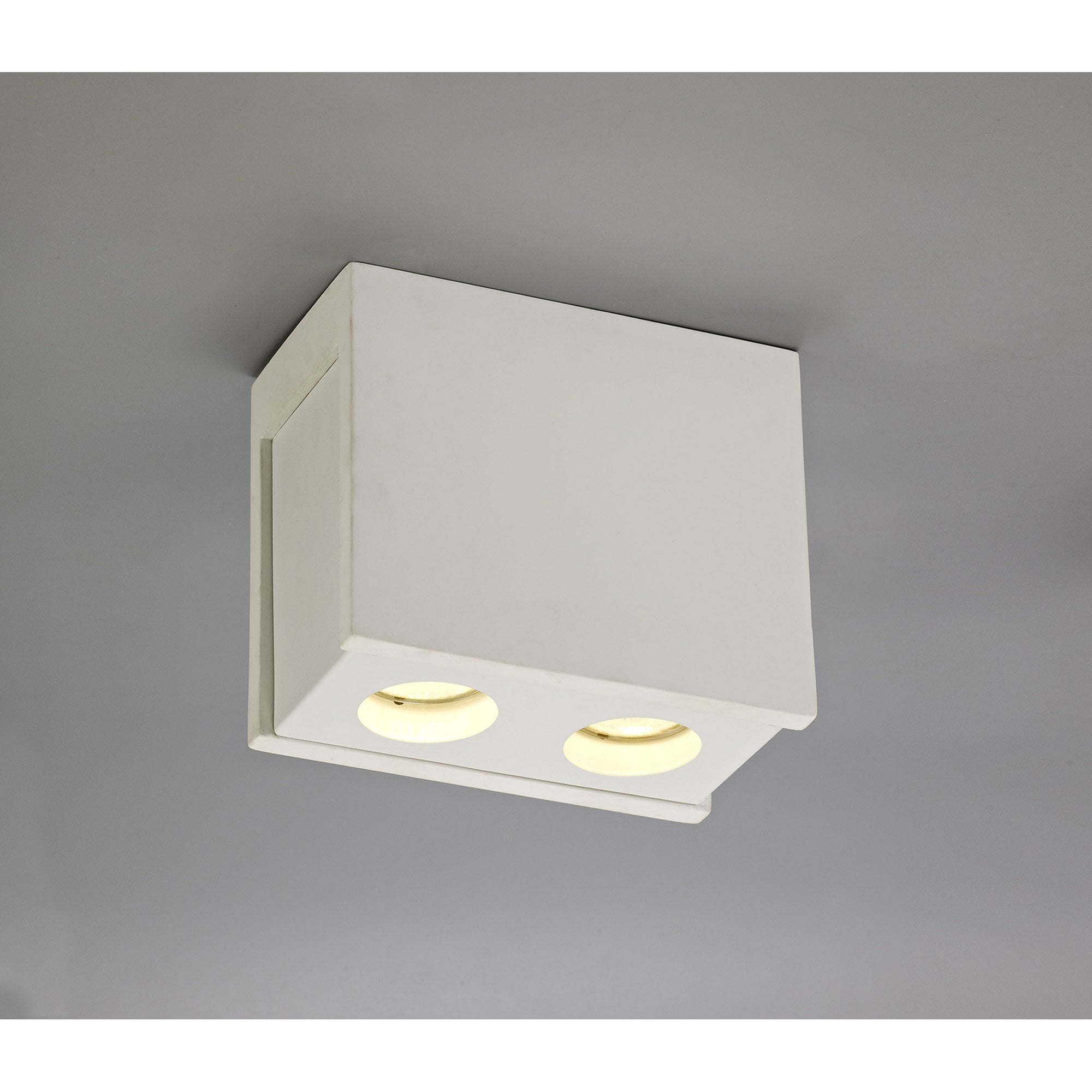NLK01119 Inigo 2 Light Ceiling White Paintable Gypsum With Matt White Cover