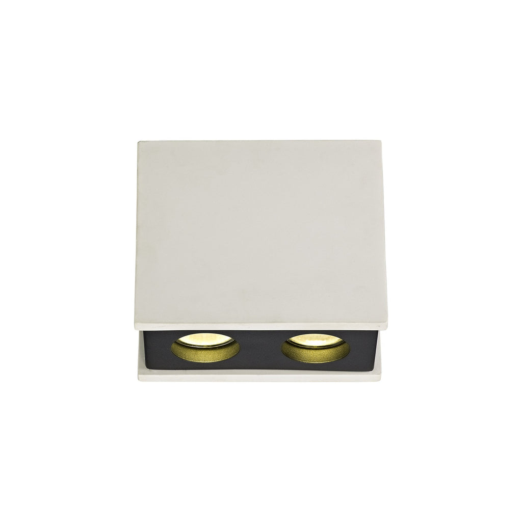 NLK01129 Inigo 2 Light Ceiling White Paintable Gypsum With Matt Black Cover