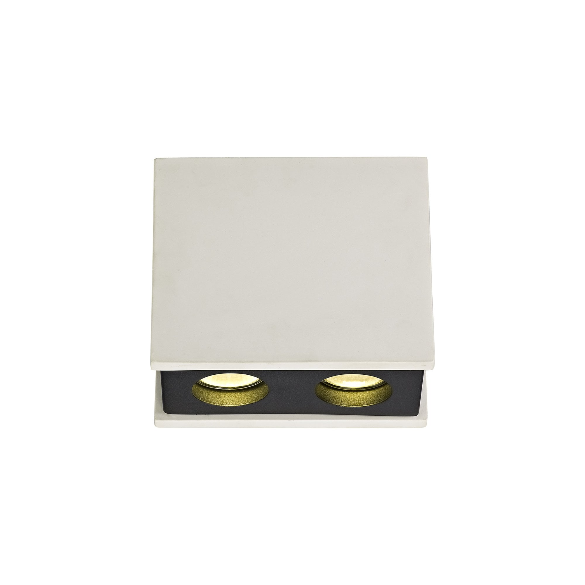 NLK01129 Inigo 2 Light Ceiling White Paintable Gypsum With Matt Black Cover