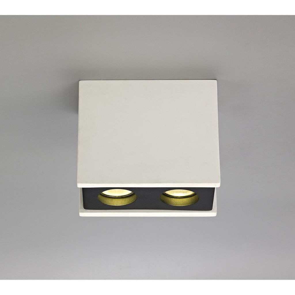 NLK01129 Inigo 2 Light Ceiling White Paintable Gypsum With Matt Black Cover