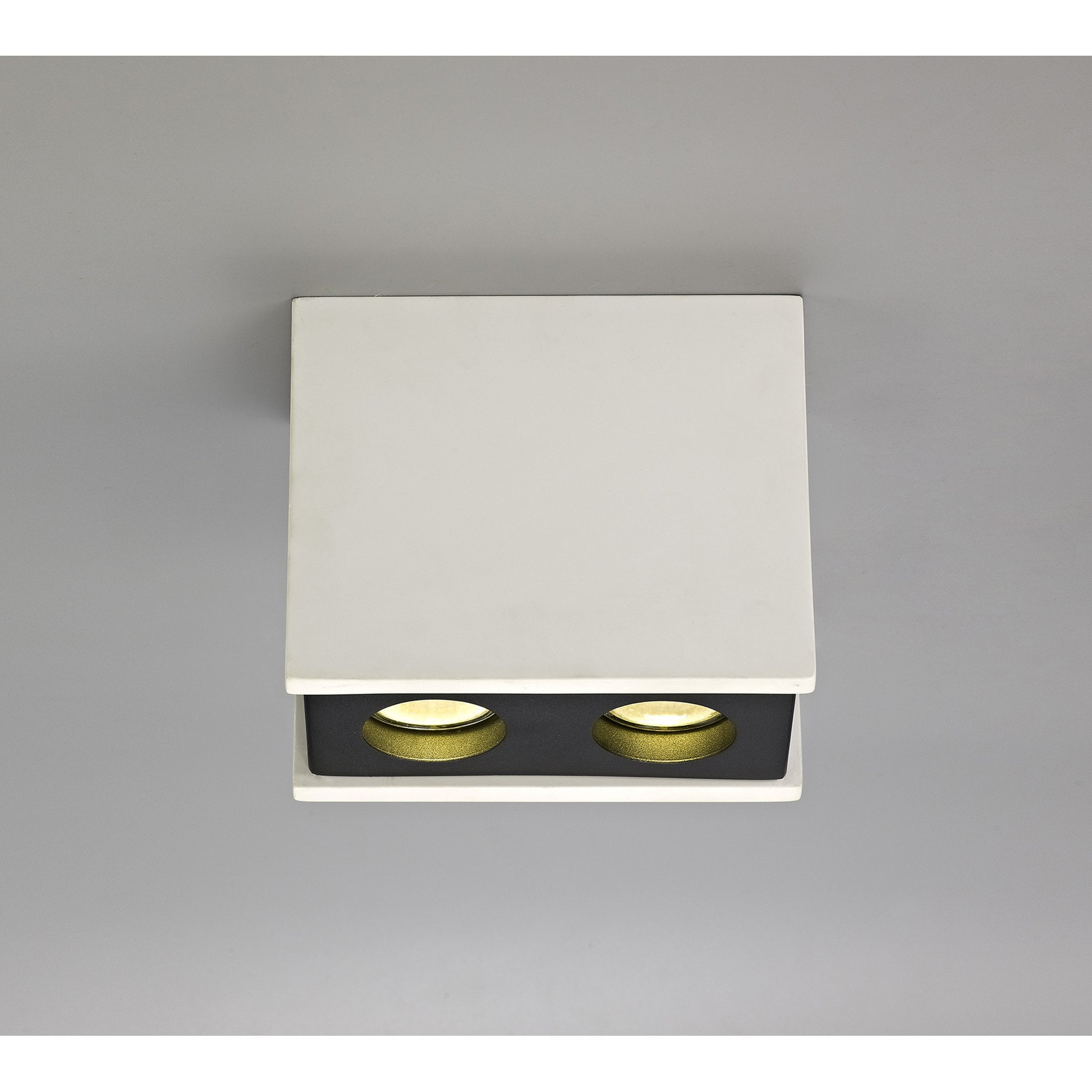 NLK01129 Inigo 2 Light Ceiling White Paintable Gypsum With Matt Black Cover