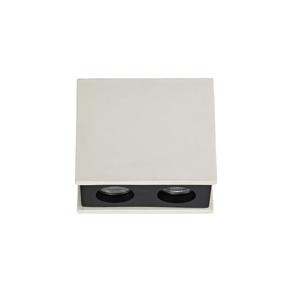 NLK01129 Inigo 2 Light Ceiling White Paintable Gypsum With Matt Black Cover
