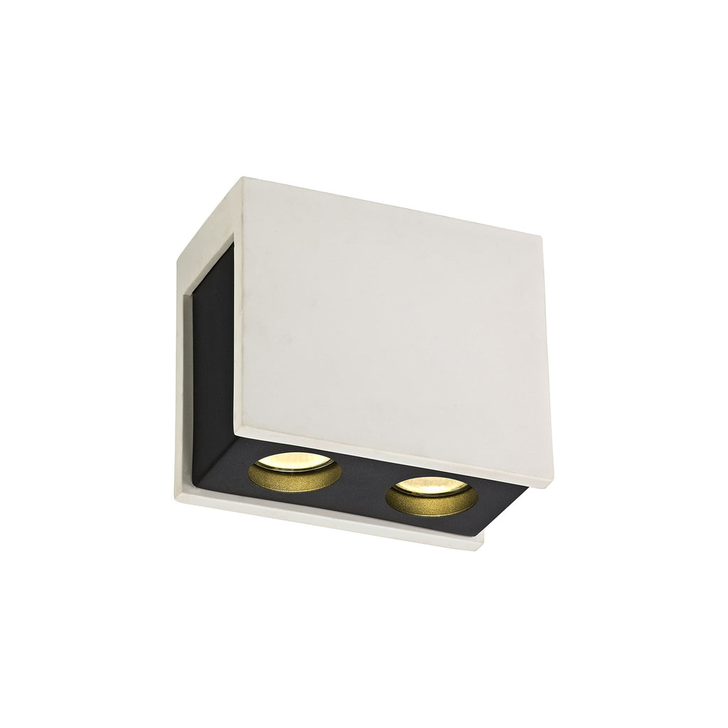 NLK01129 Inigo 2 Light Ceiling White Paintable Gypsum With Matt Black Cover