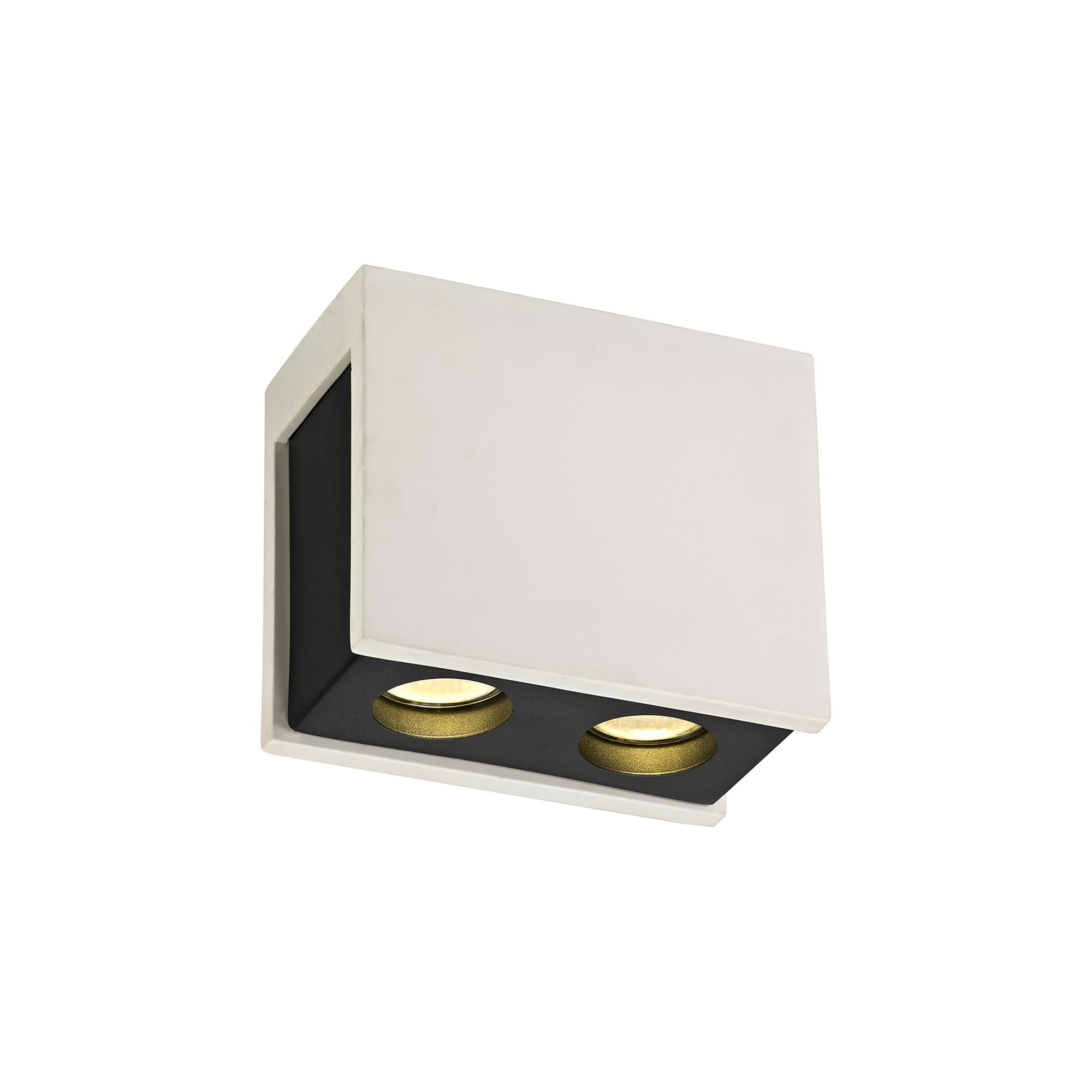 NLK01129 Inigo 2 Light Ceiling White Paintable Gypsum With Matt Black Cover