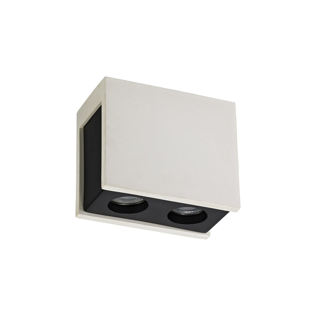 NLK01129 Inigo 2 Light Ceiling White Paintable Gypsum With Matt Black Cover