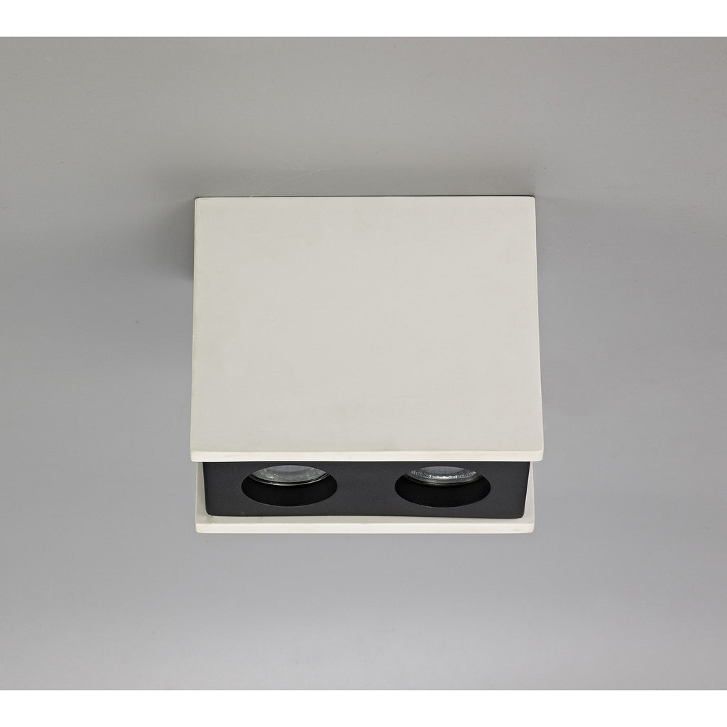 NLK01129 Inigo 2 Light Ceiling White Paintable Gypsum With Matt Black Cover