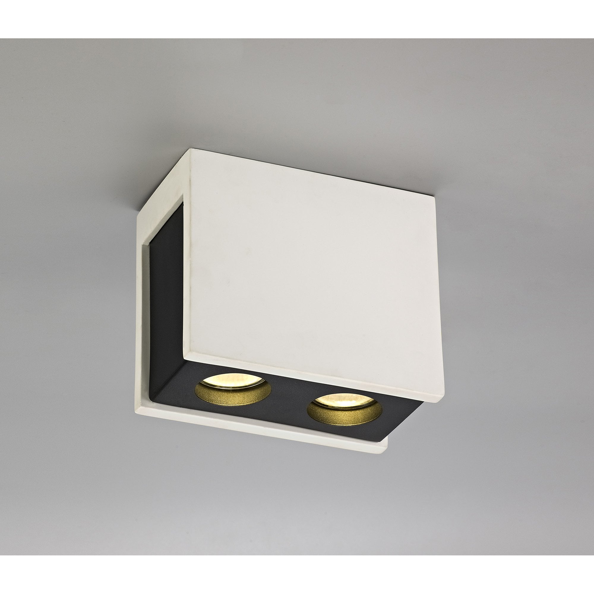 NLK01129 Inigo 2 Light Ceiling White Paintable Gypsum With Matt Black Cover