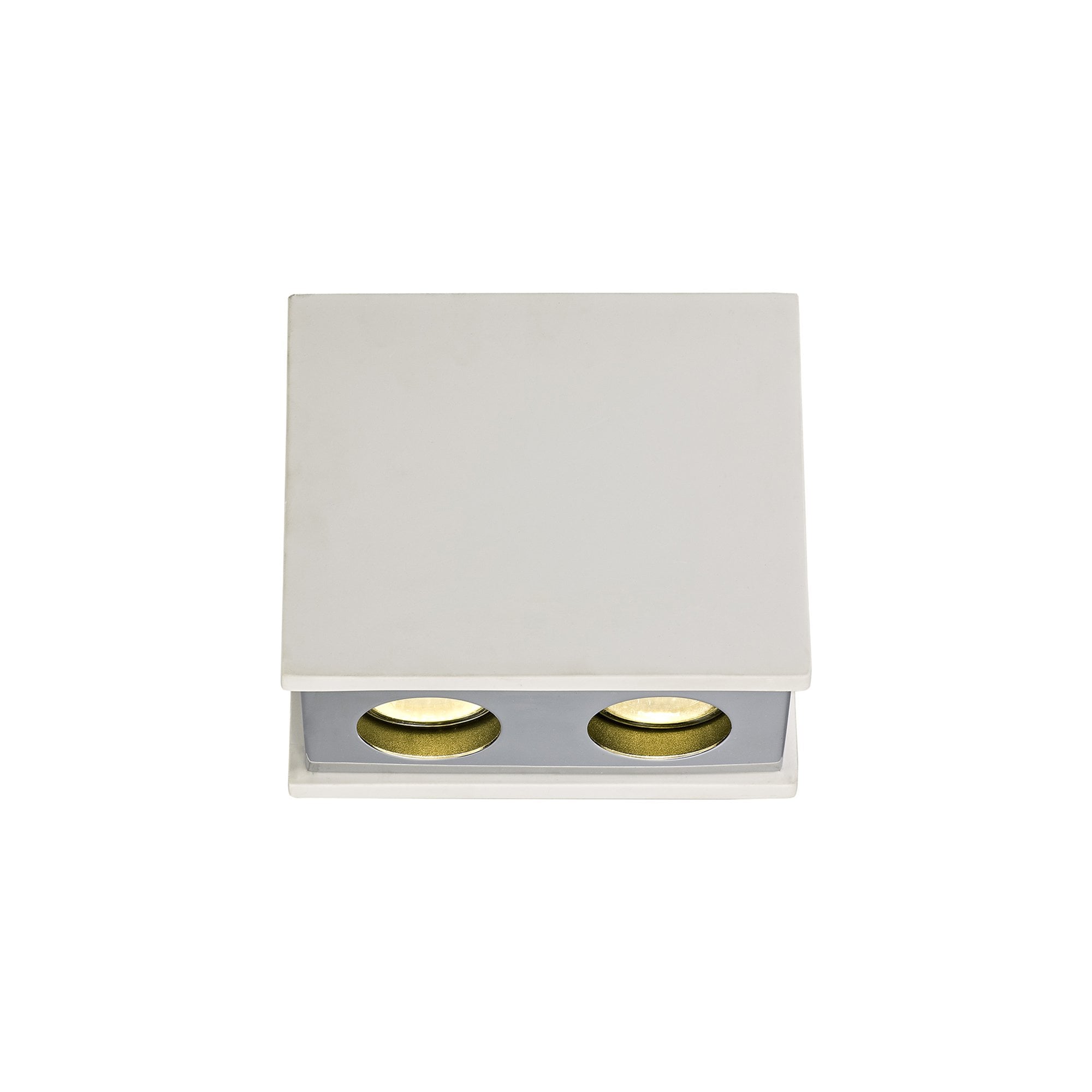 NLK01139 Inigo 2 Light Ceiling White Paintable Gypsum With Polished Chrome Cover