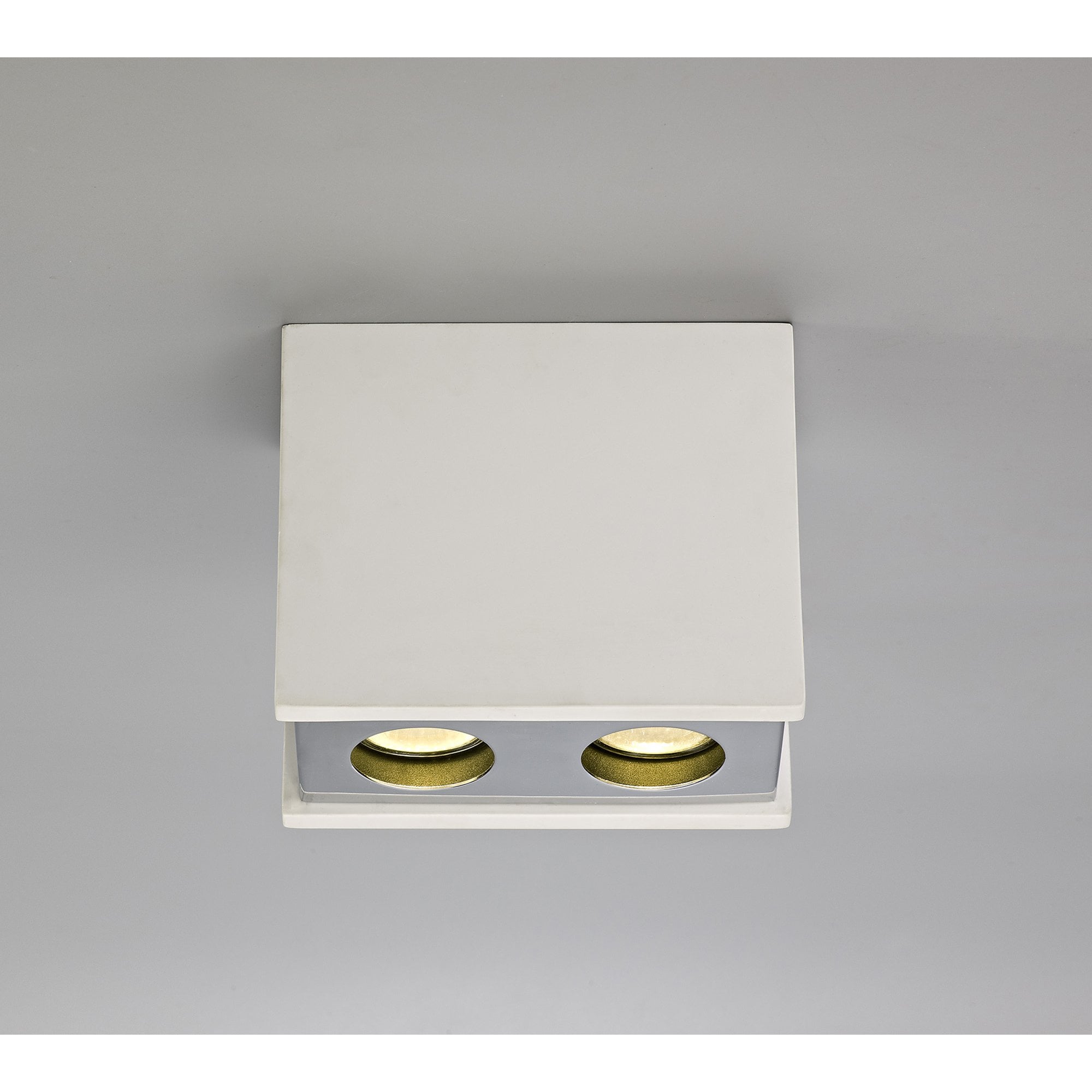 NLK01139 Inigo 2 Light Ceiling White Paintable Gypsum With Polished Chrome Cover