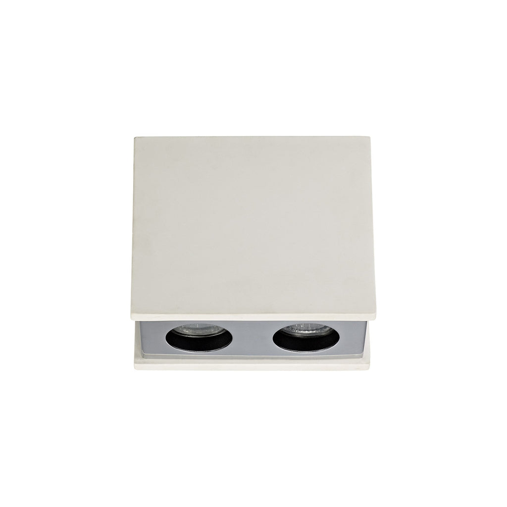 NLK01139 Inigo 2 Light Ceiling White Paintable Gypsum With Polished Chrome Cover