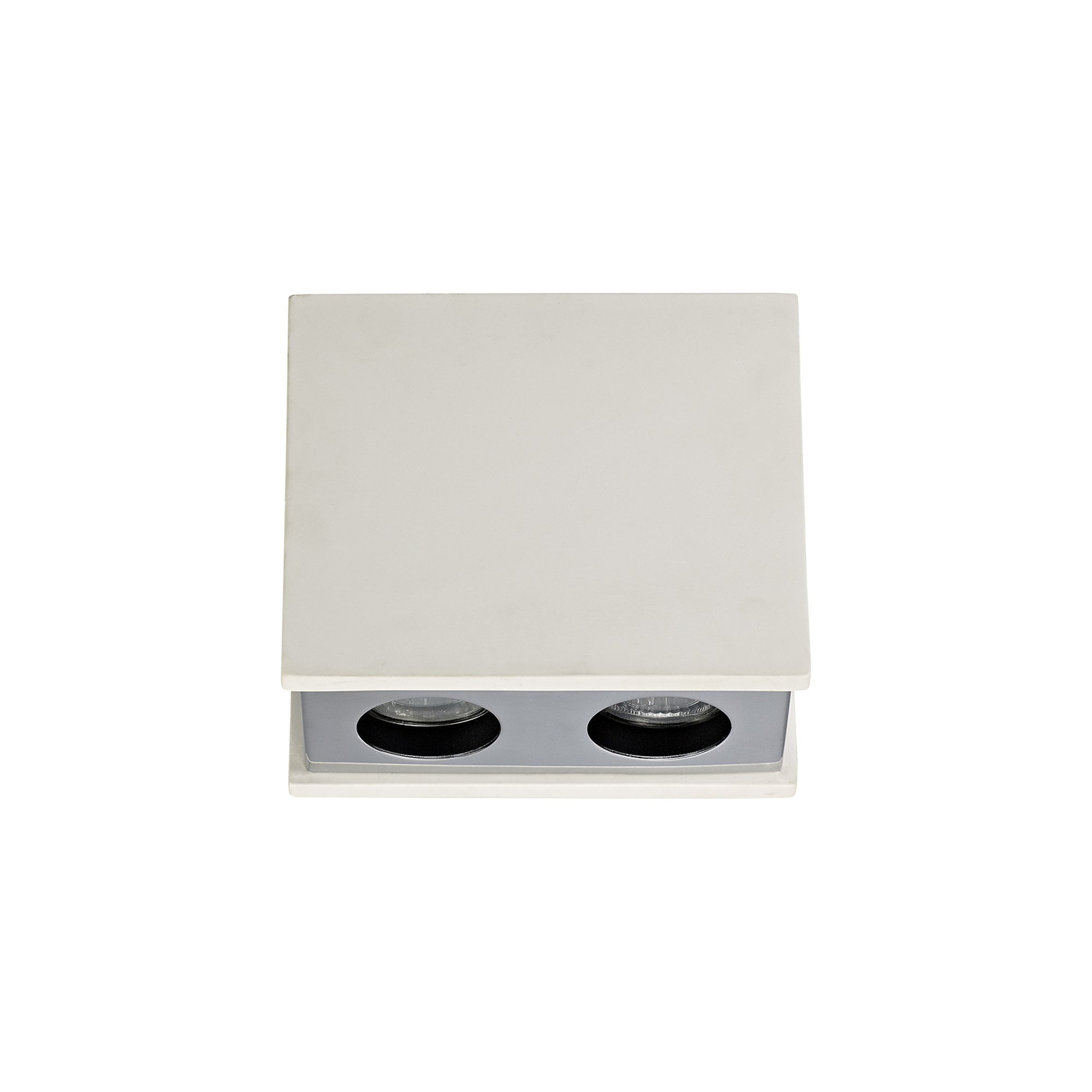 NLK01139 Inigo 2 Light Ceiling White Paintable Gypsum With Polished Chrome Cover