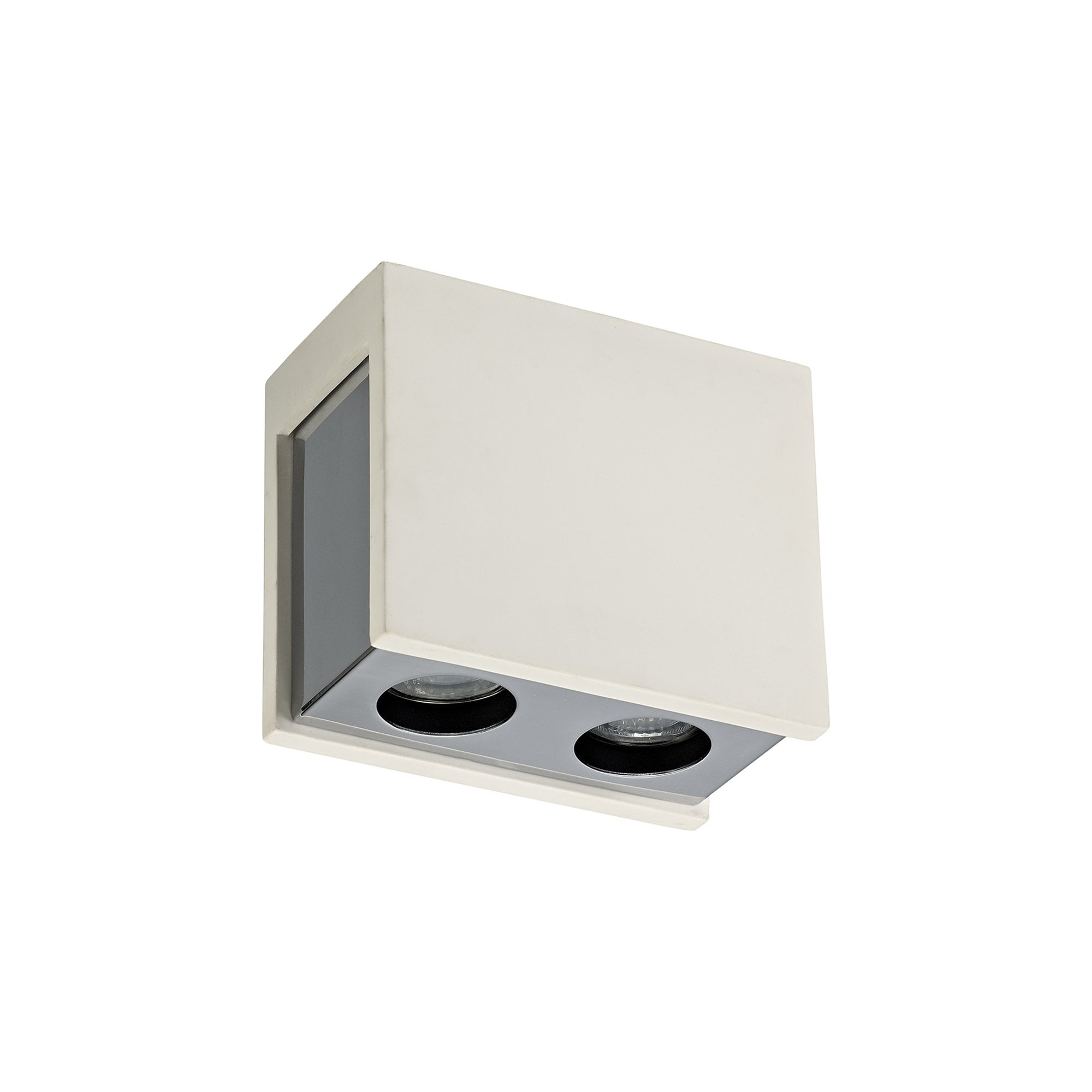 NLK01139 Inigo 2 Light Ceiling White Paintable Gypsum With Polished Chrome Cover