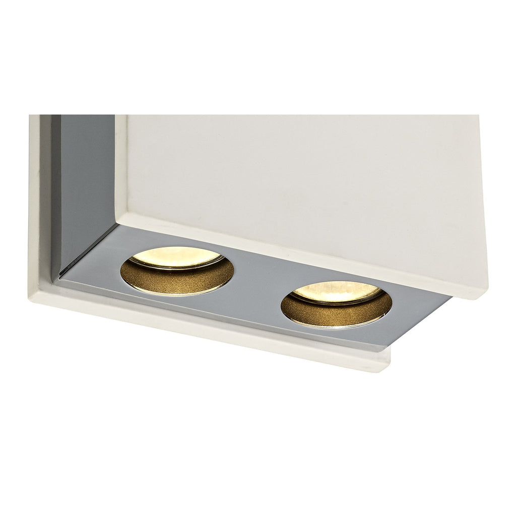 NLK01139 Inigo 2 Light Ceiling White Paintable Gypsum With Polished Chrome Cover