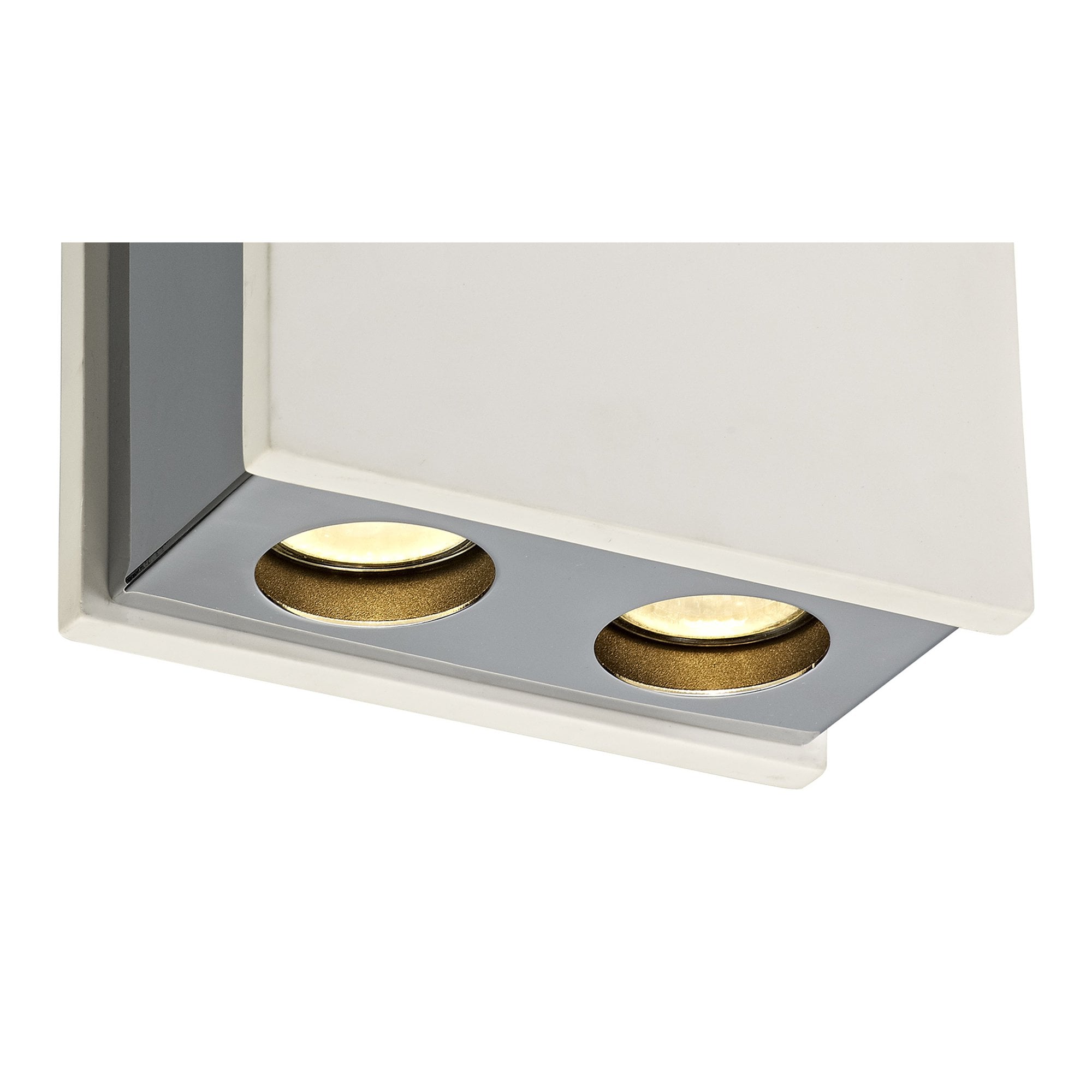 NLK01139 Inigo 2 Light Ceiling White Paintable Gypsum With Polished Chrome Cover