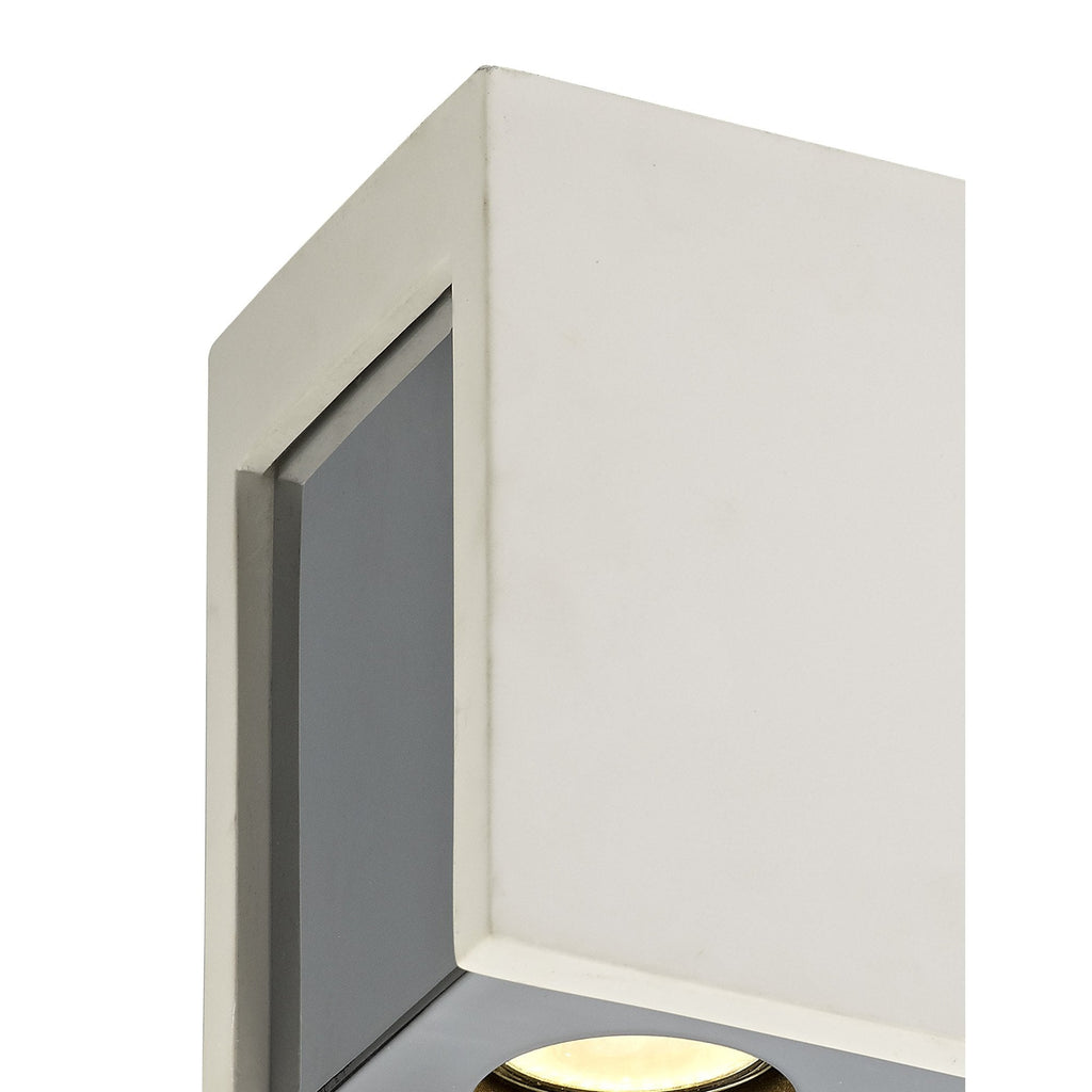 NLK01139 Inigo 2 Light Ceiling White Paintable Gypsum With Polished Chrome Cover