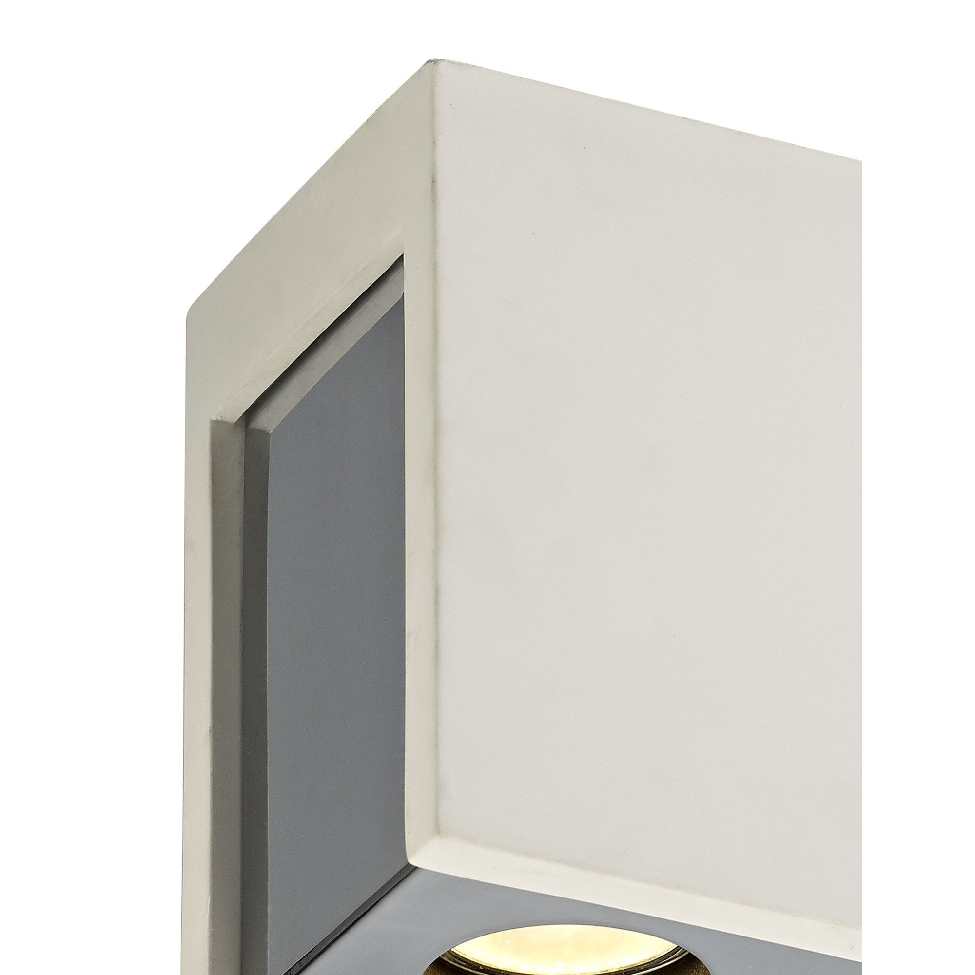 NLK01139 Inigo 2 Light Ceiling White Paintable Gypsum With Polished Chrome Cover