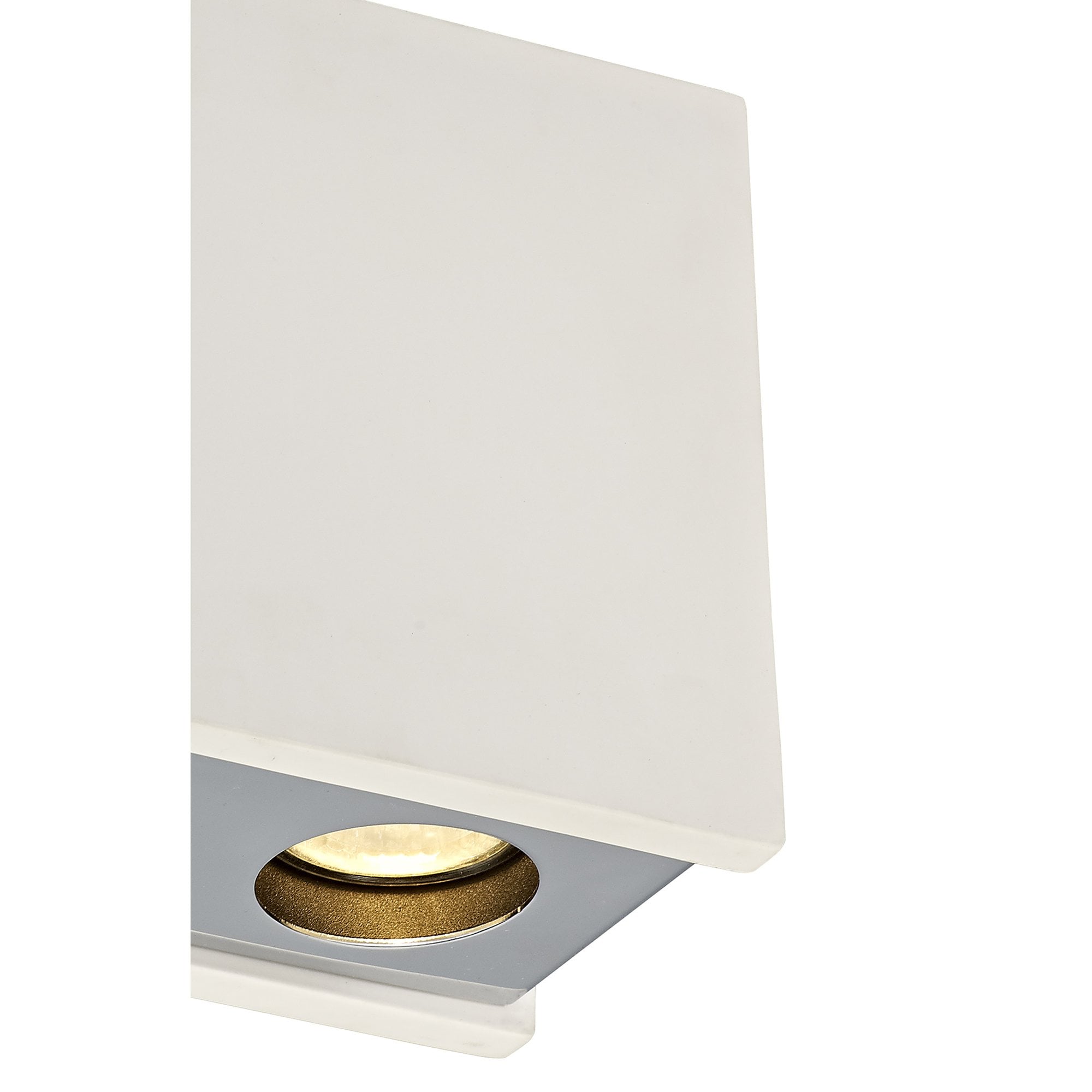 NLK01139 Inigo 2 Light Ceiling White Paintable Gypsum With Polished Chrome Cover
