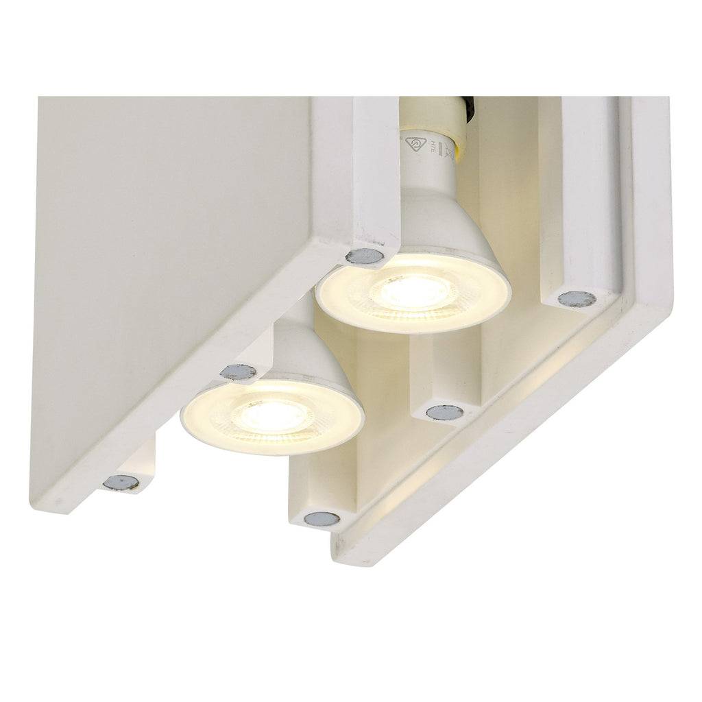 NLK01139 Inigo 2 Light Ceiling White Paintable Gypsum With Polished Chrome Cover