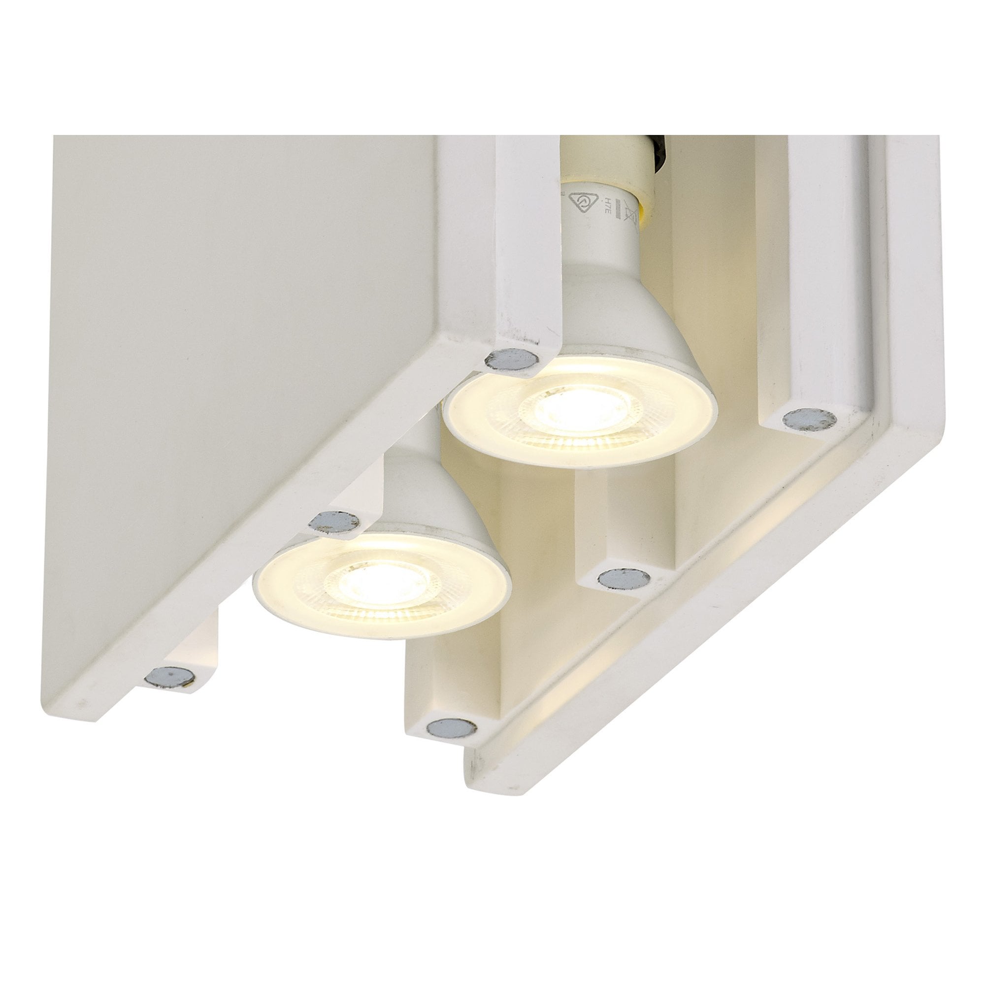 NLK01139 Inigo 2 Light Ceiling White Paintable Gypsum With Polished Chrome Cover
