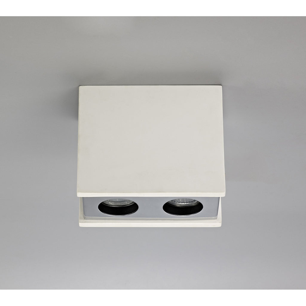 NLK01139 Inigo 2 Light Ceiling White Paintable Gypsum With Polished Chrome Cover