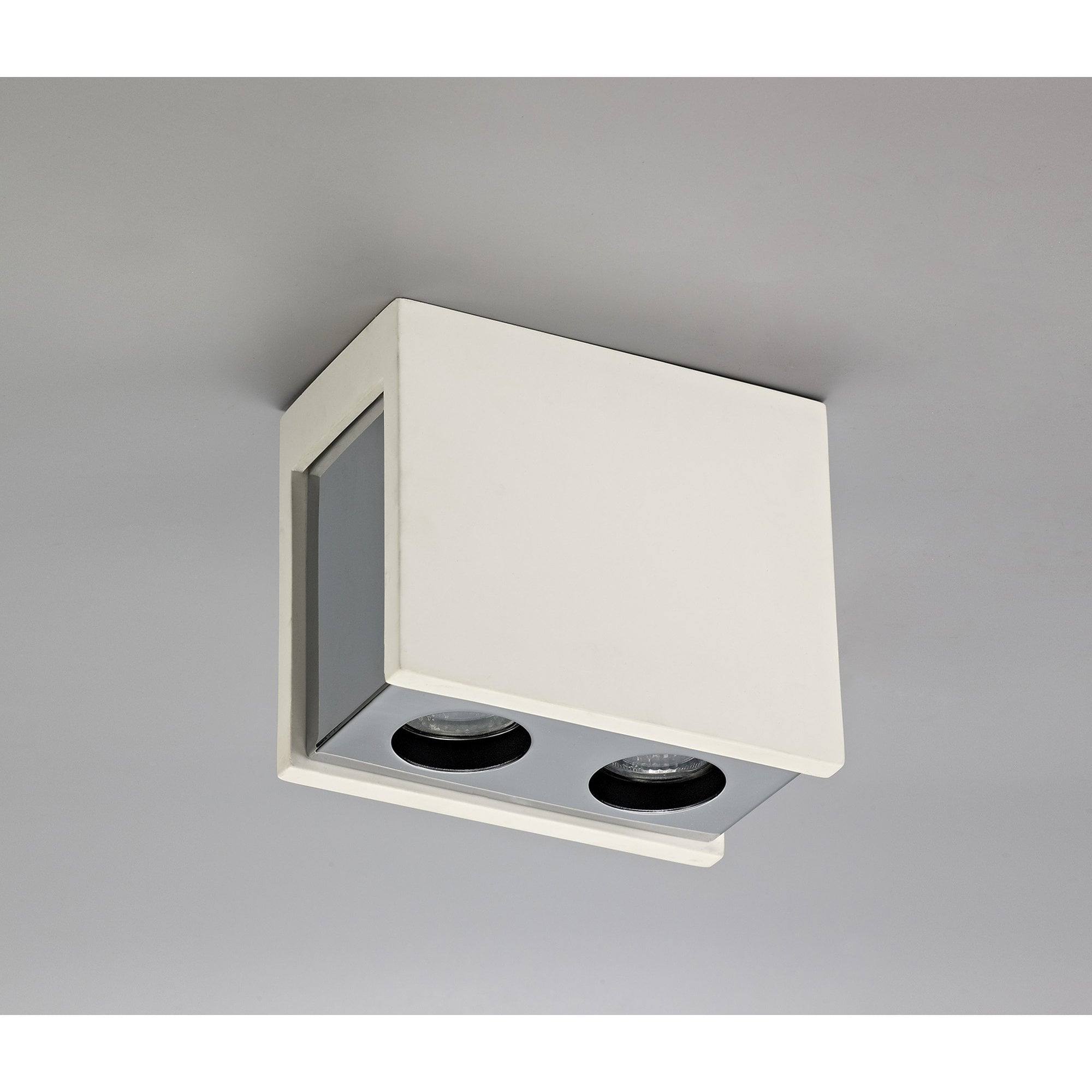 NLK01139 Inigo 2 Light Ceiling White Paintable Gypsum With Polished Chrome Cover