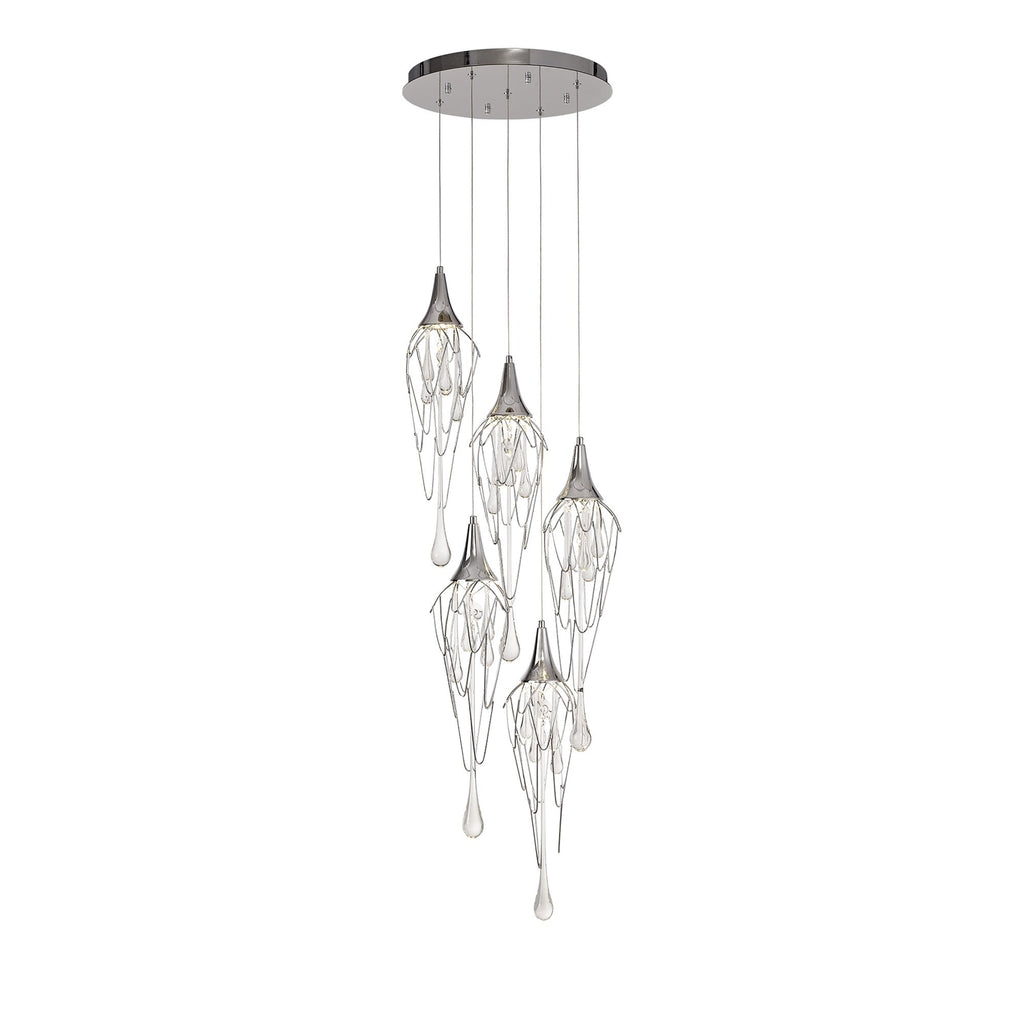 NL78579 Istan Pendant Round 5 Light Polished Chrome